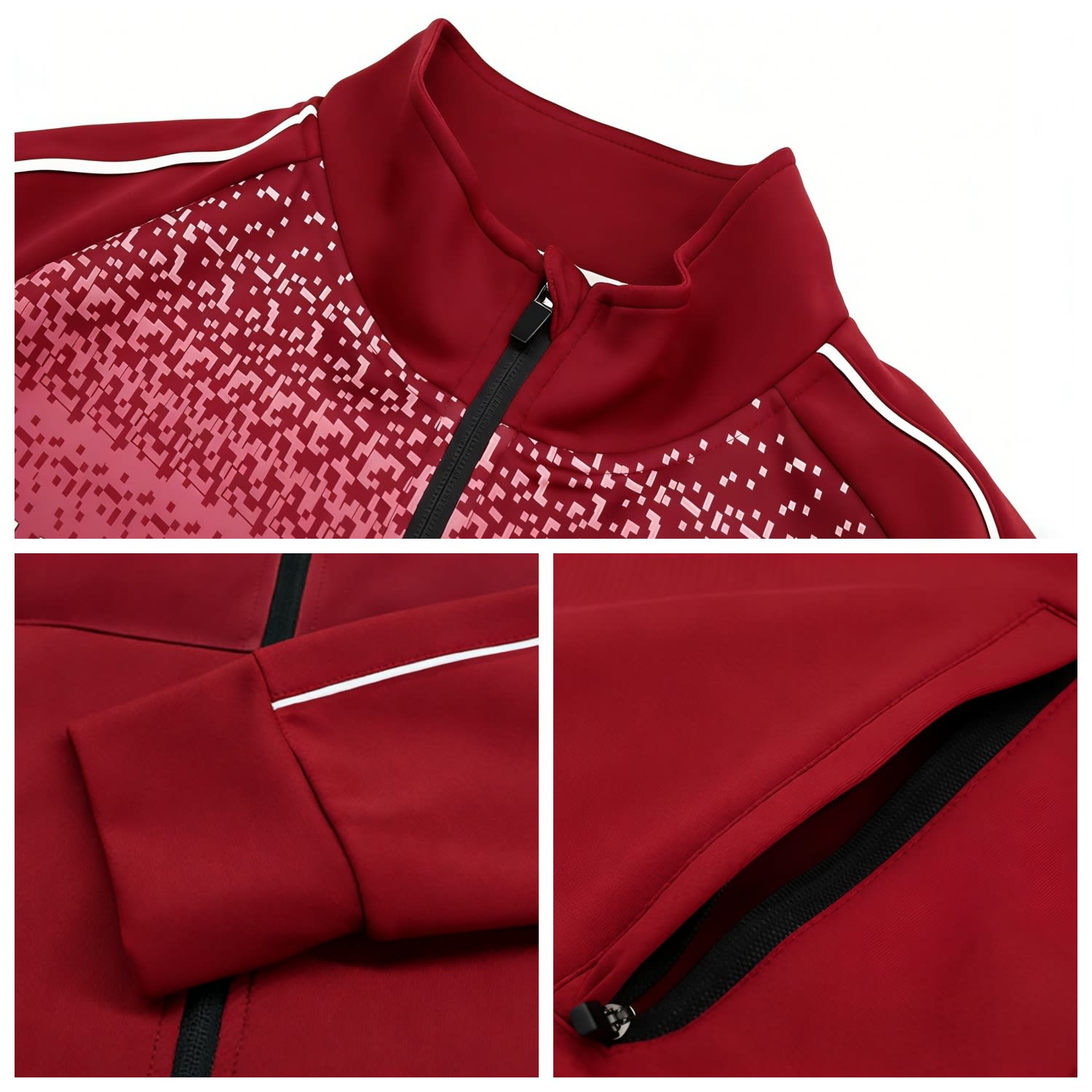 Polyester Spandex Sublimated Stand-Up Collar Full Zip Splicing Raglan Jacket