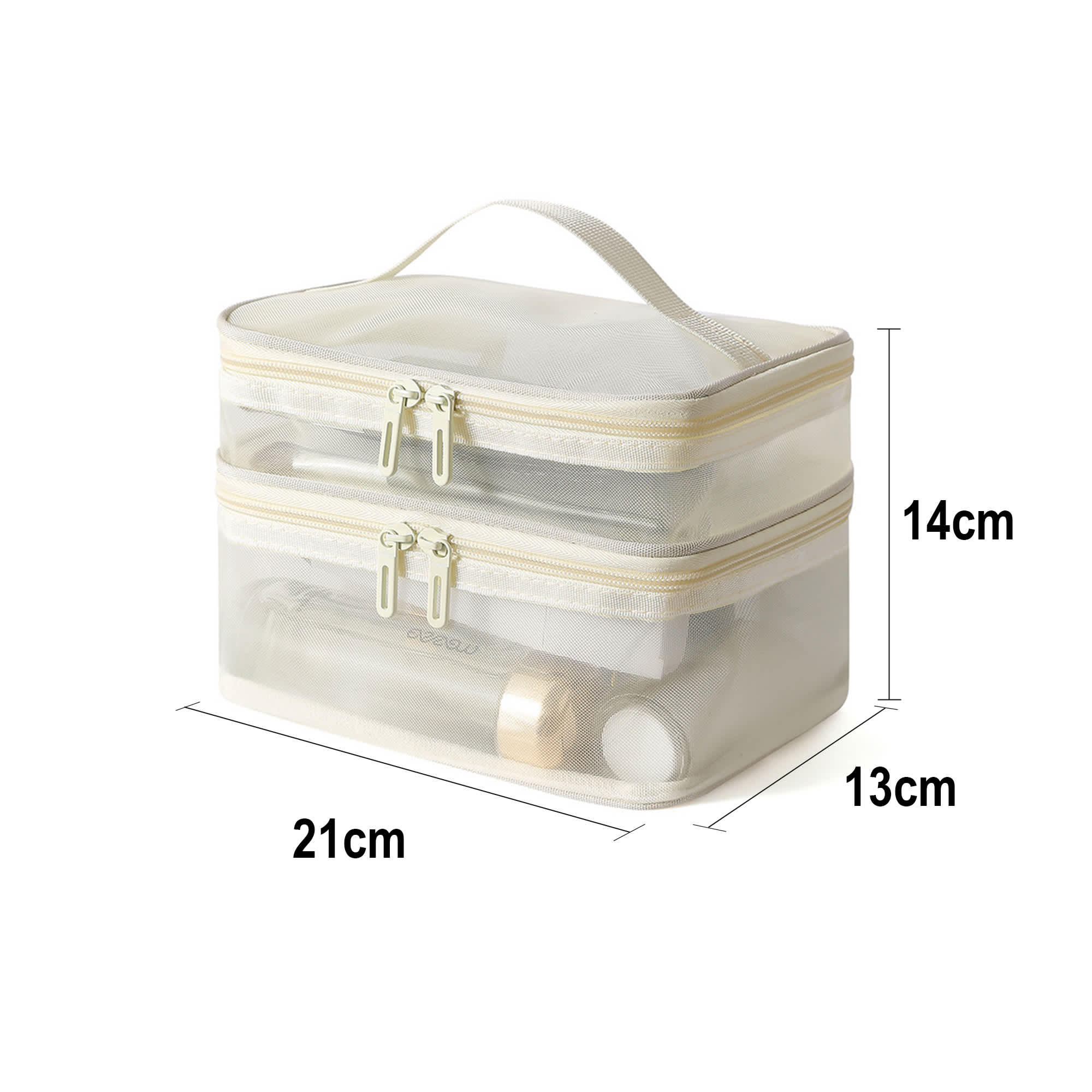 Nylon Mesh Sheer Double Layer Cosmetic Bag
