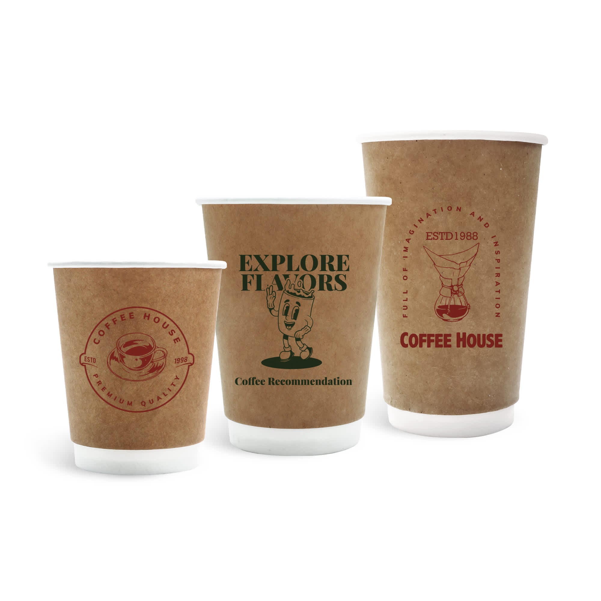 Custom Disposable Double Wall Kraft Paper Cups