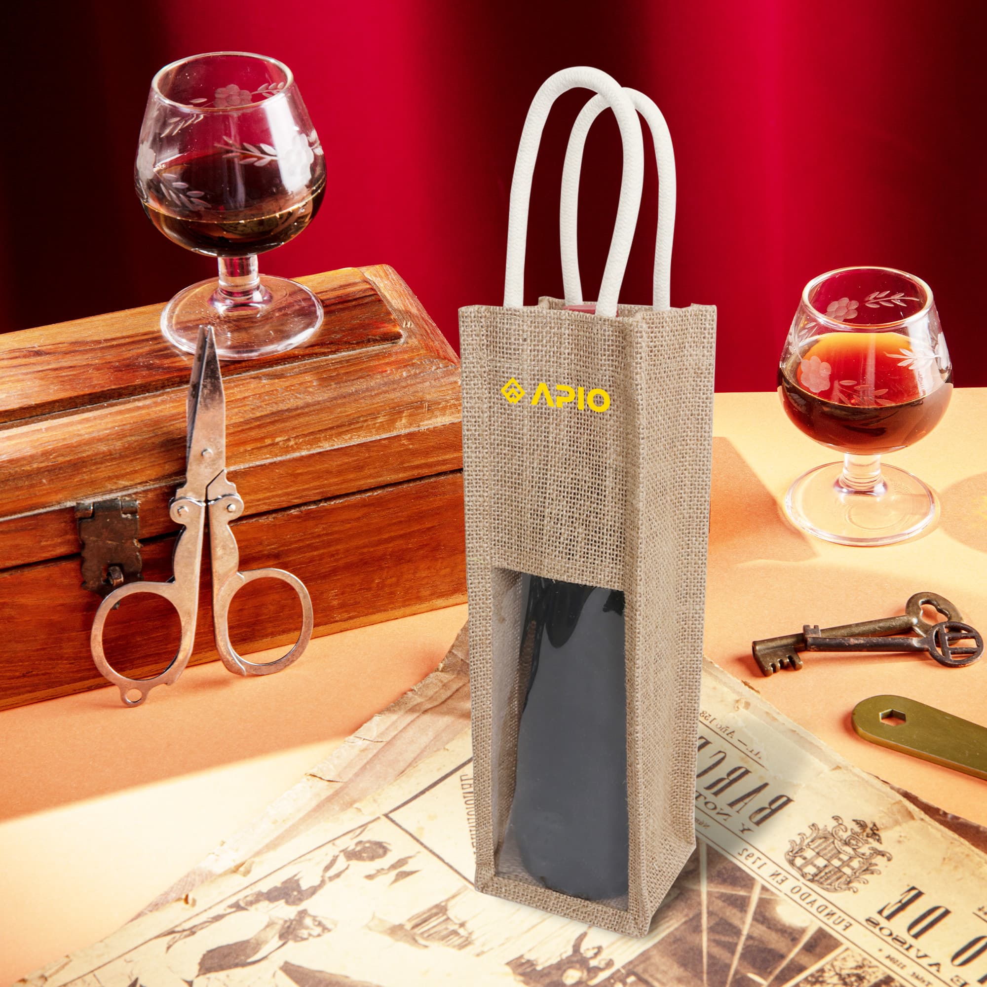 Jute Wine Carrier with Window