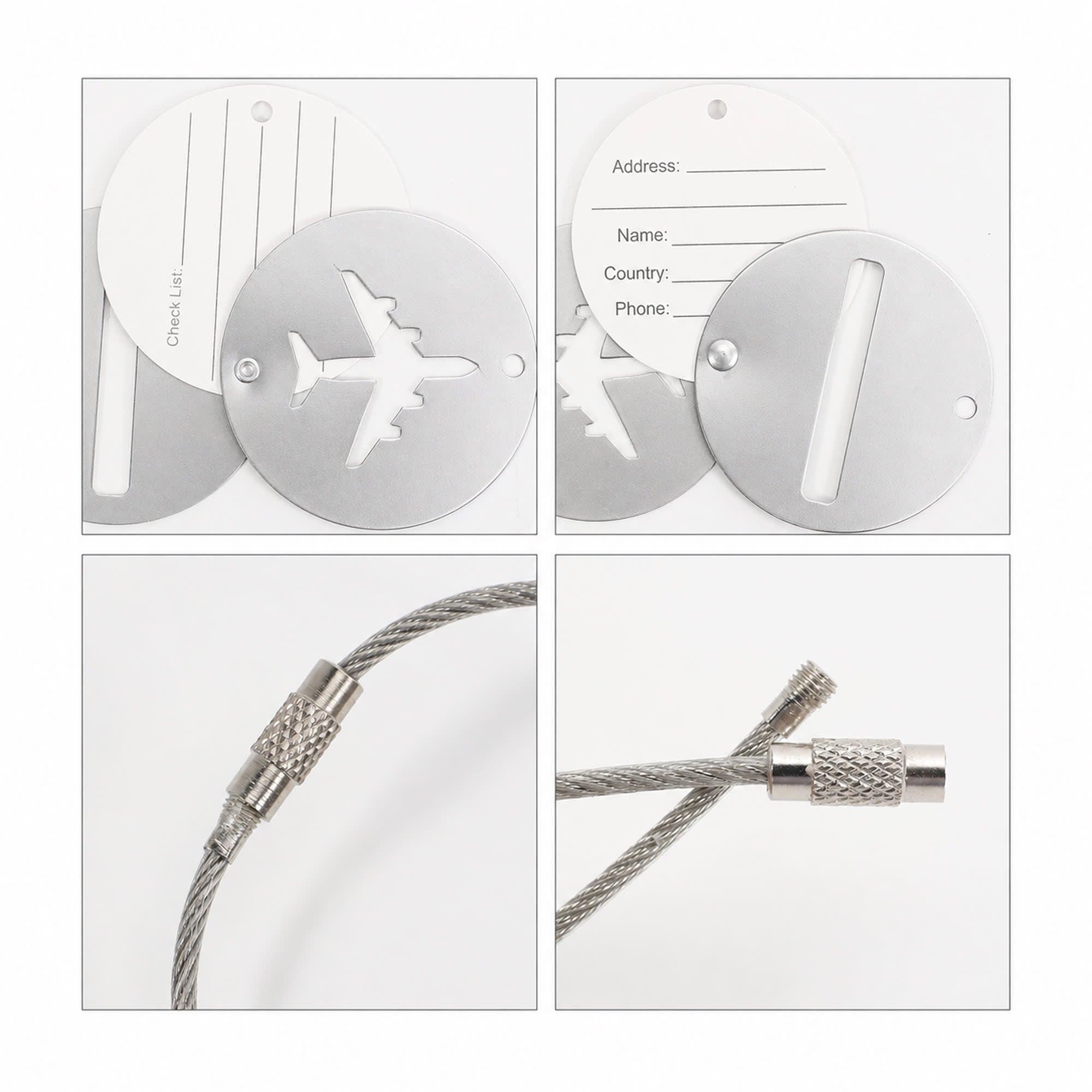 Plane Round Wire Cable Luggage Tag