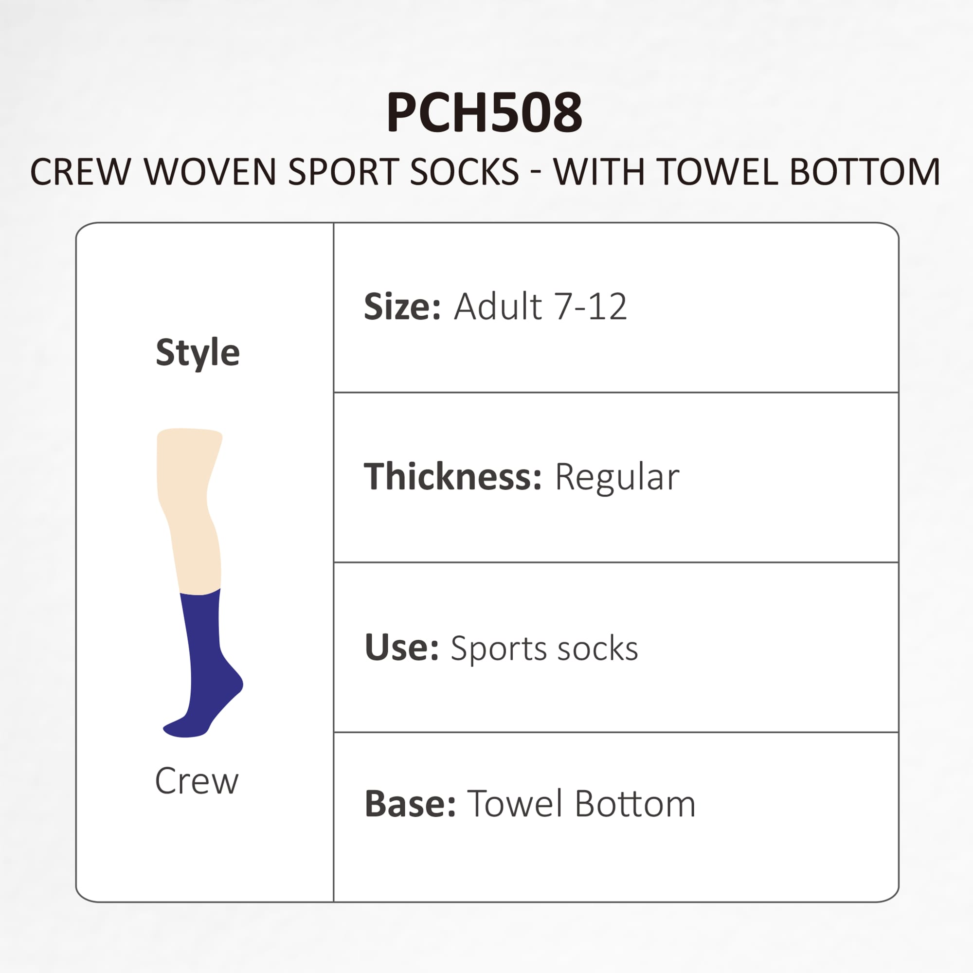Crew Woven Sport Socks - With Towel Bottom