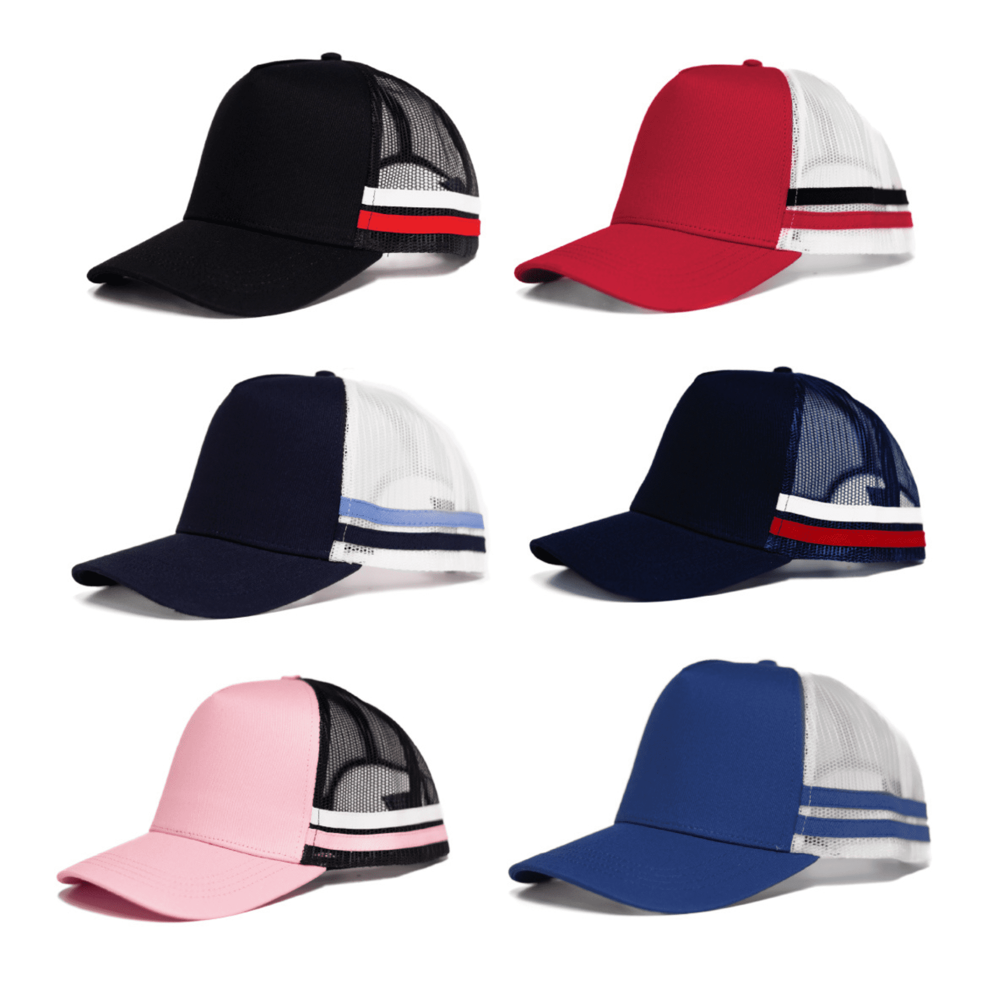Odyssey 5 Panel PolyCotton Cap with Striped Mesh Sides