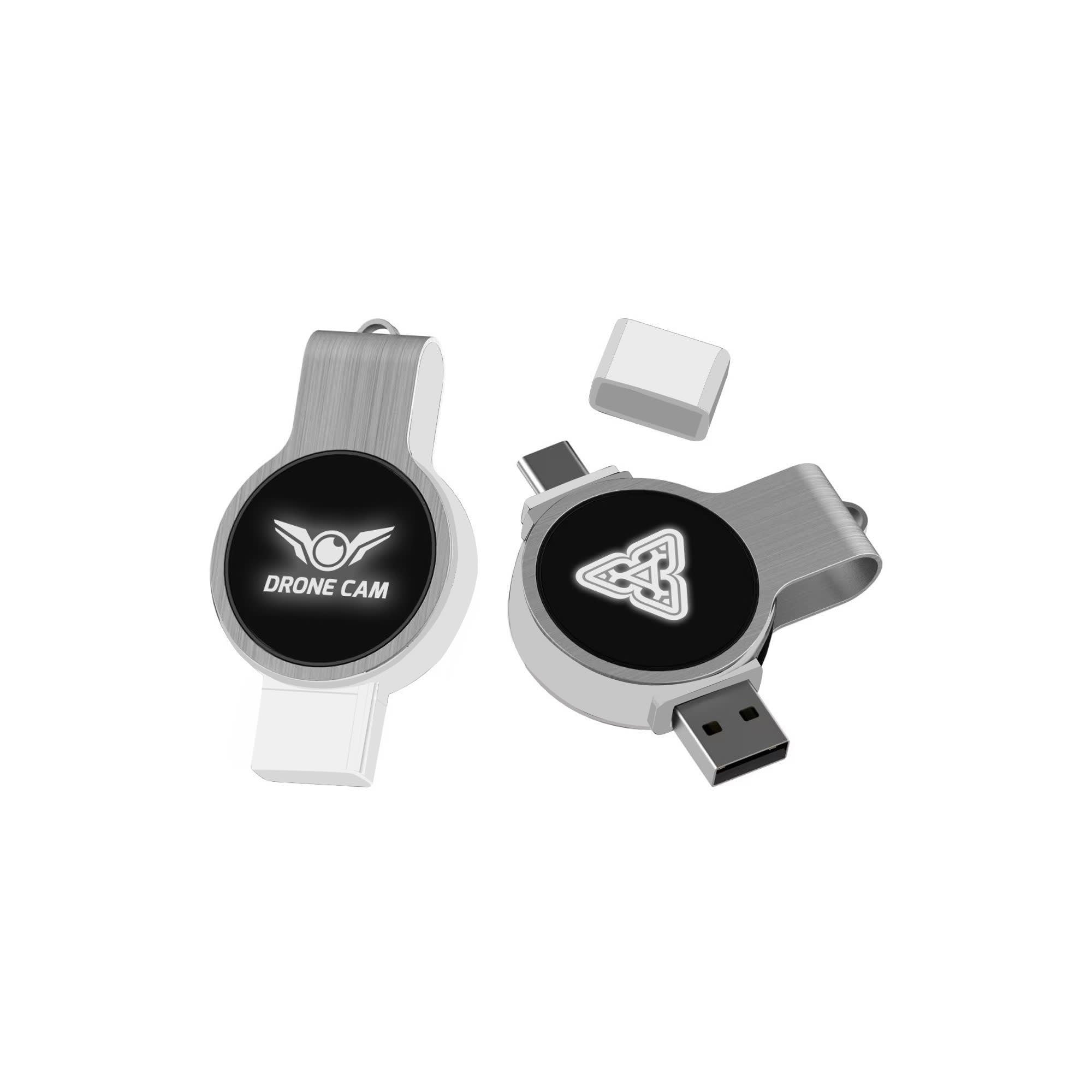 Double Ended Swivel Lighting Logo Flash Drive