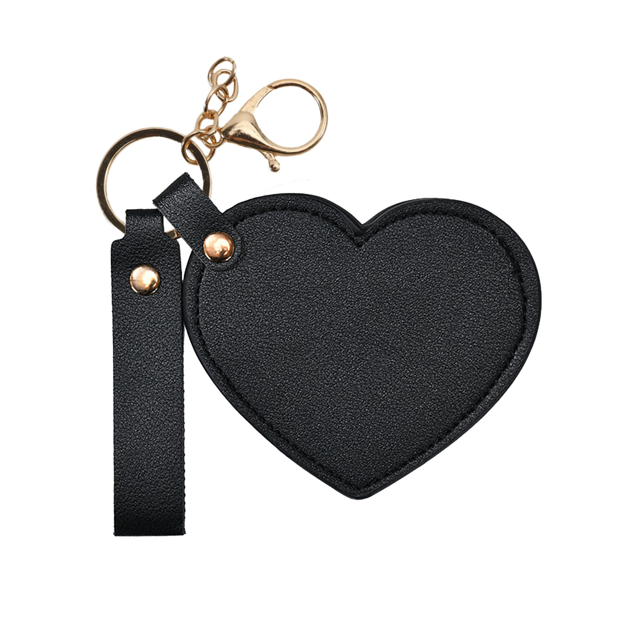 Heart-Shaped Compact Mirror with Keychain