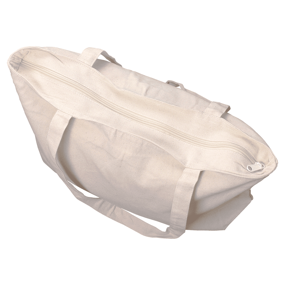 Zippered Cotton Canvas Shopper Tote