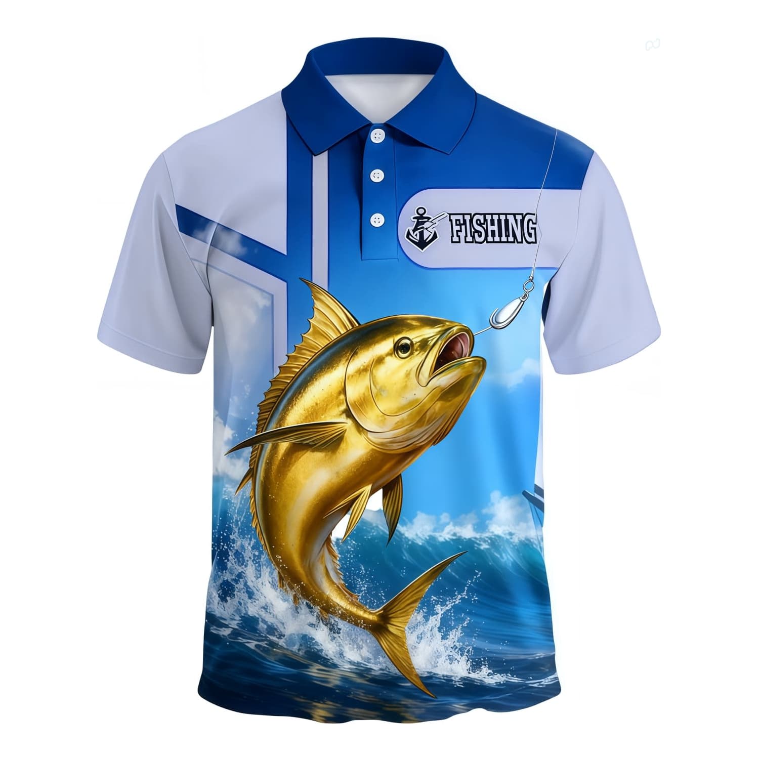Men's Polyester Spandex Ultra Mesh Sublimated Sun Protection Fishing Polo