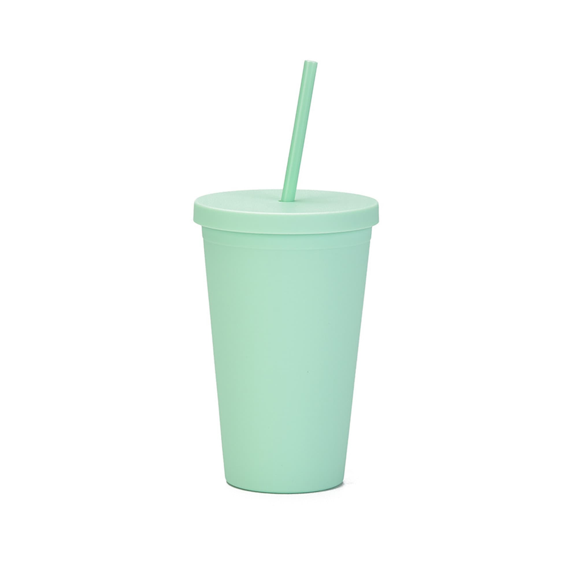 16oz Matte Plastic Cups with Lids & Straws