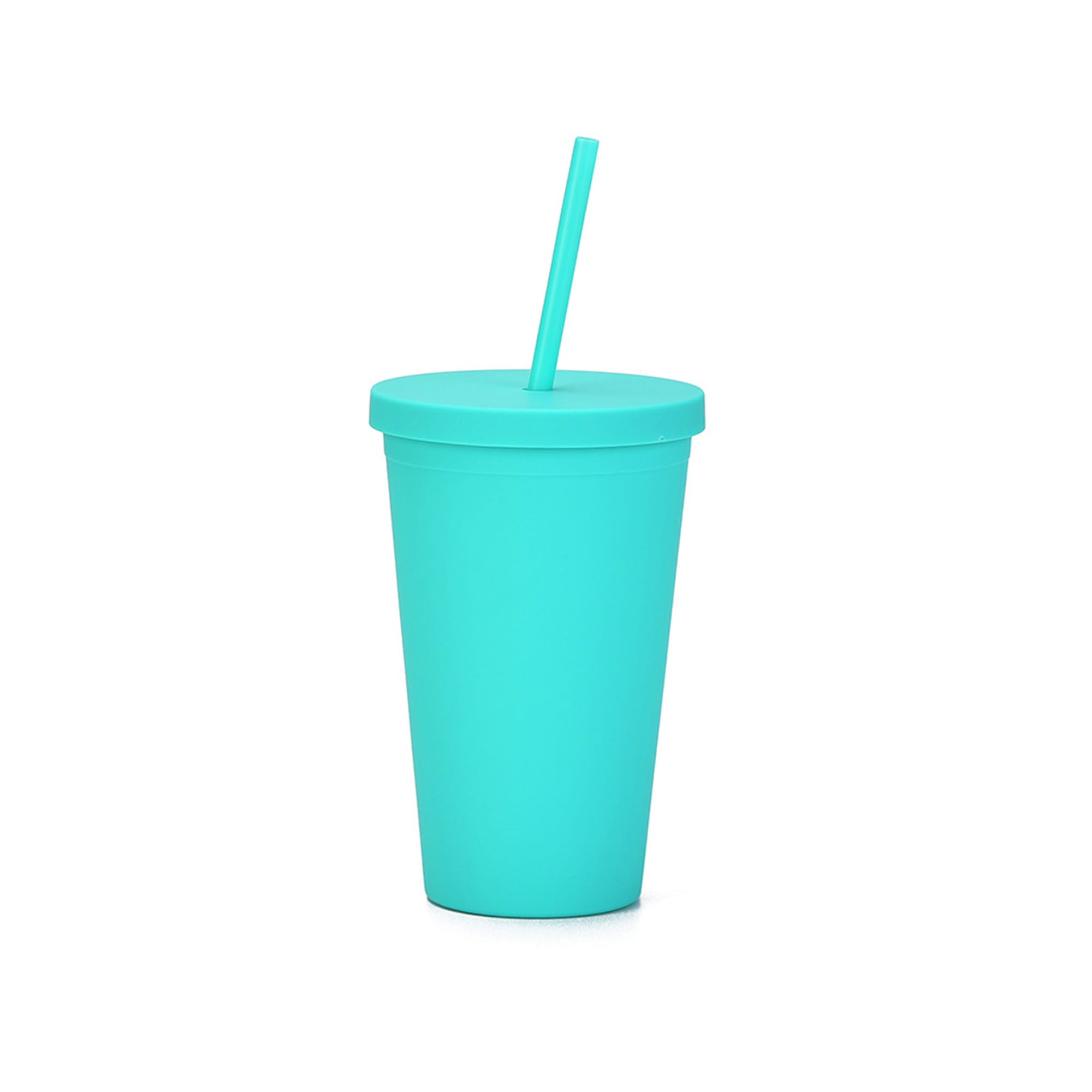 16oz Matte Plastic Cups with Lids & Straws