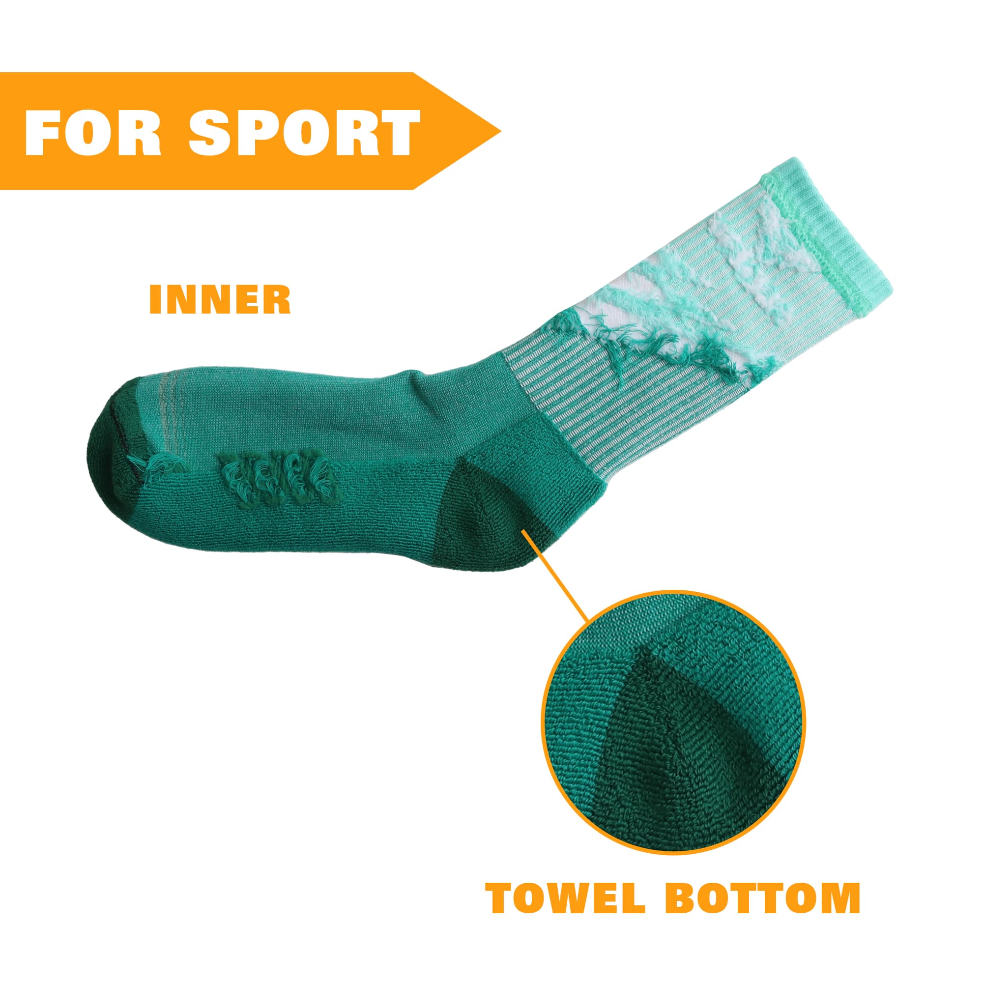 Crew Woven Sport Socks - With Towel Bottom