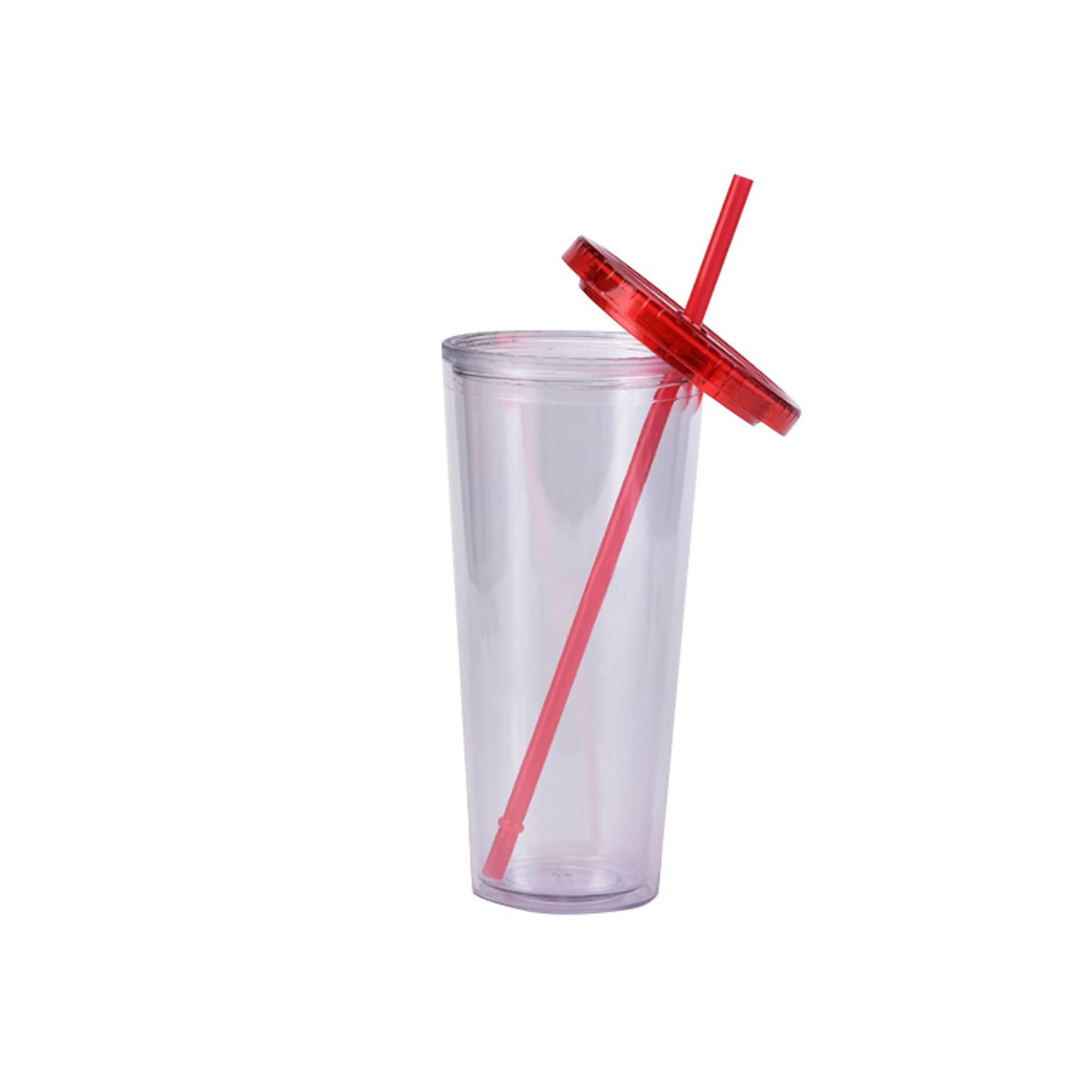 24oz Plastic Cups with Lids & Straws