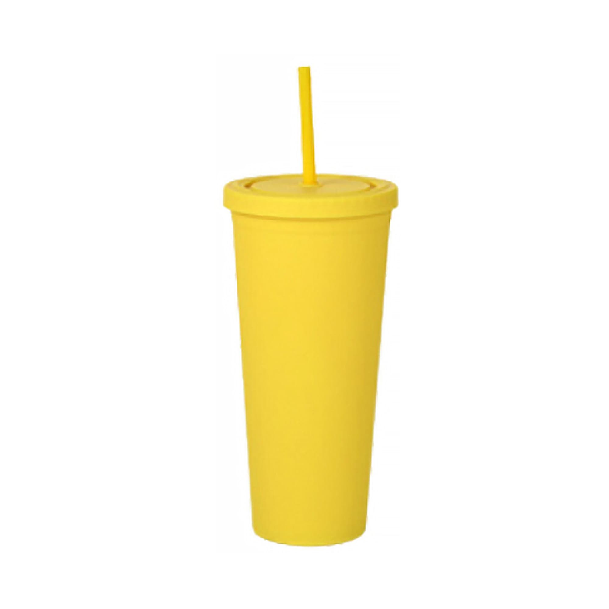24oz Matte Plastic Cups with Lids & Straws
