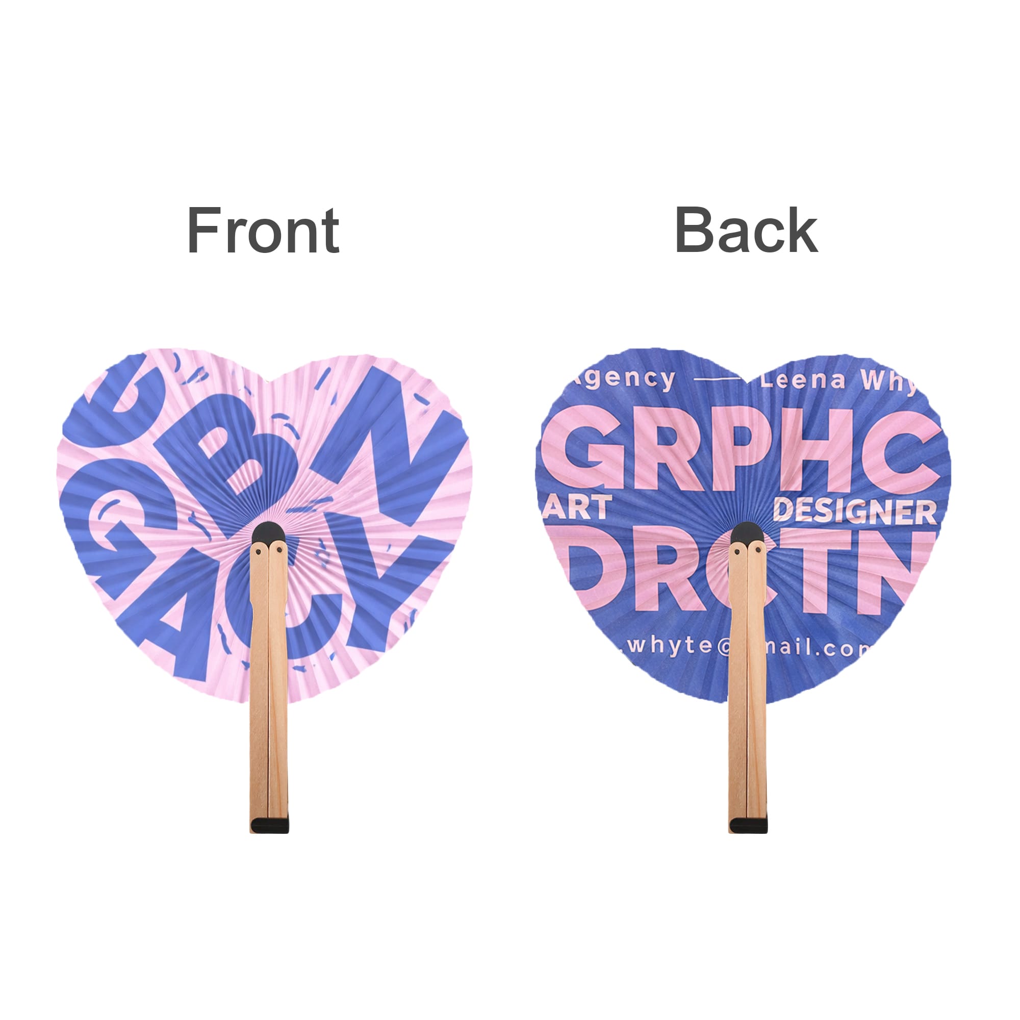 Heart Shape Wooden Paper Fan