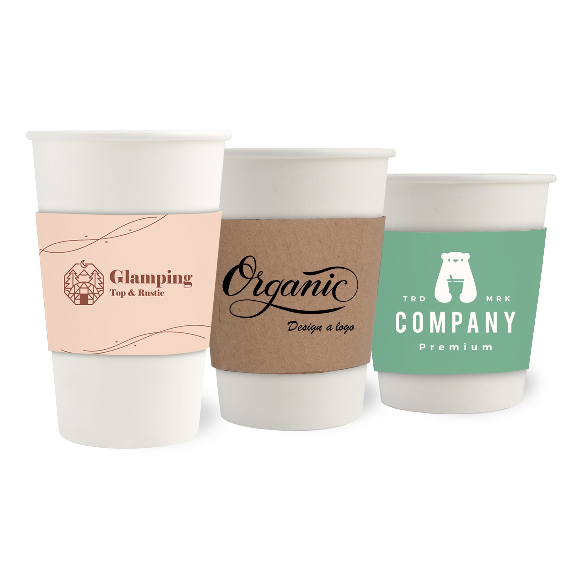 PLA Single Wall Compostable Paper Cups with Cup Sleeve