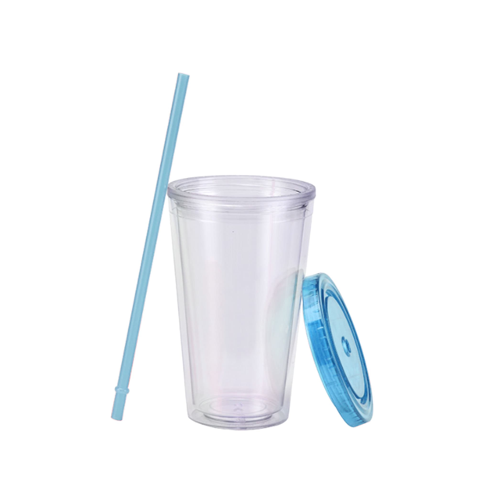 16oz Plastic Cups with Lids & Straws