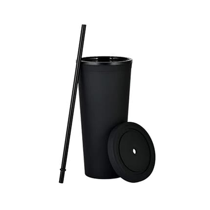 24oz Matte Plastic Cups with Lids & Straws