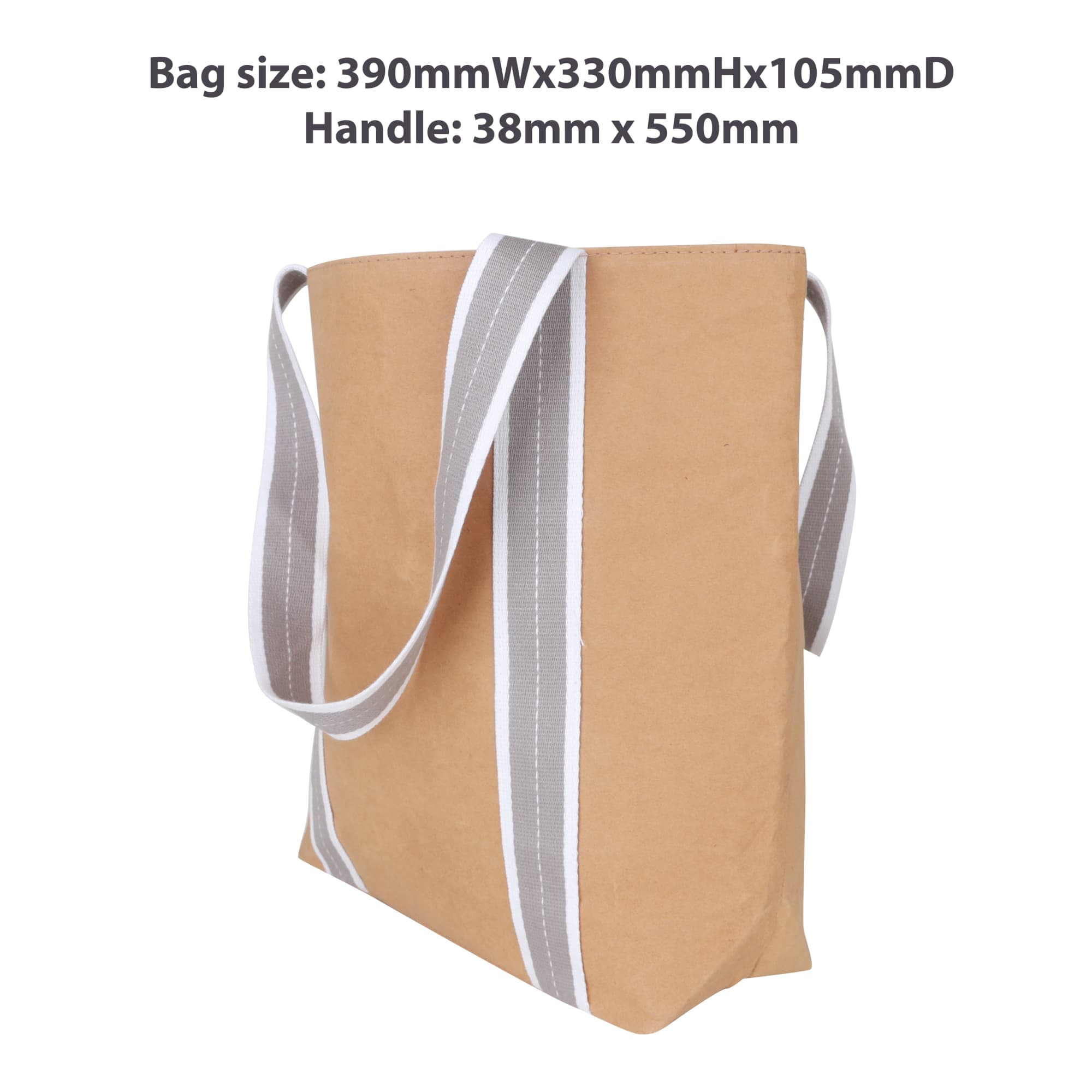 Small Washable Kraft Paper Bag with Cotton Handle(390x330x105mm)