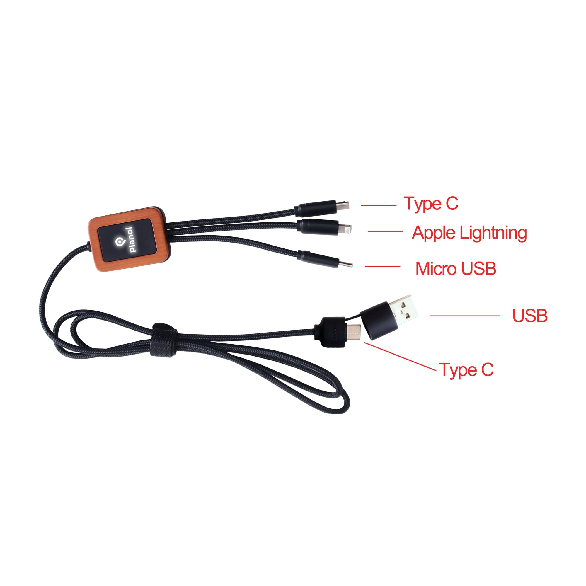 Long Light Up Charging Cable - Square Shape
