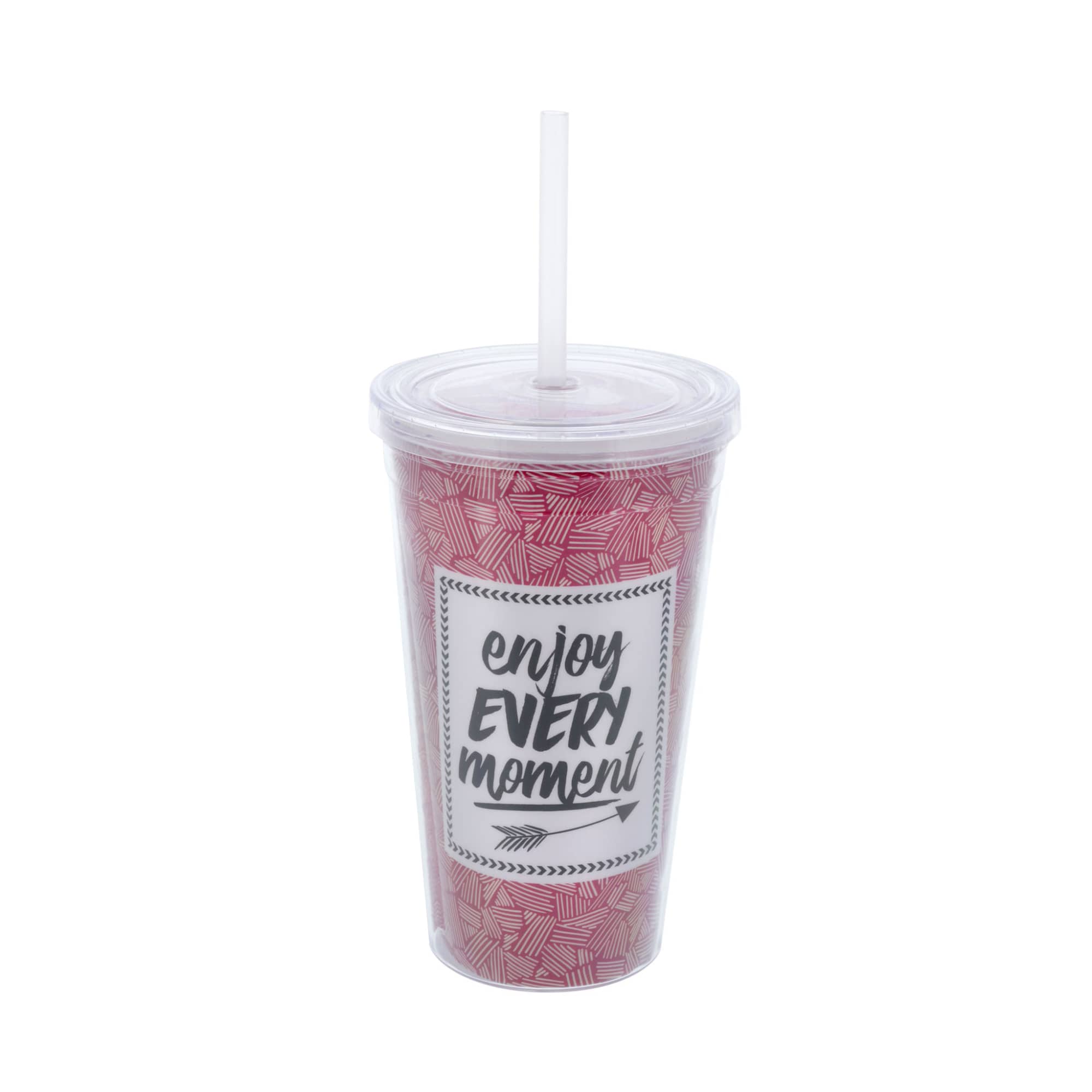 16oz Plastic Cups with Lids & Straws
