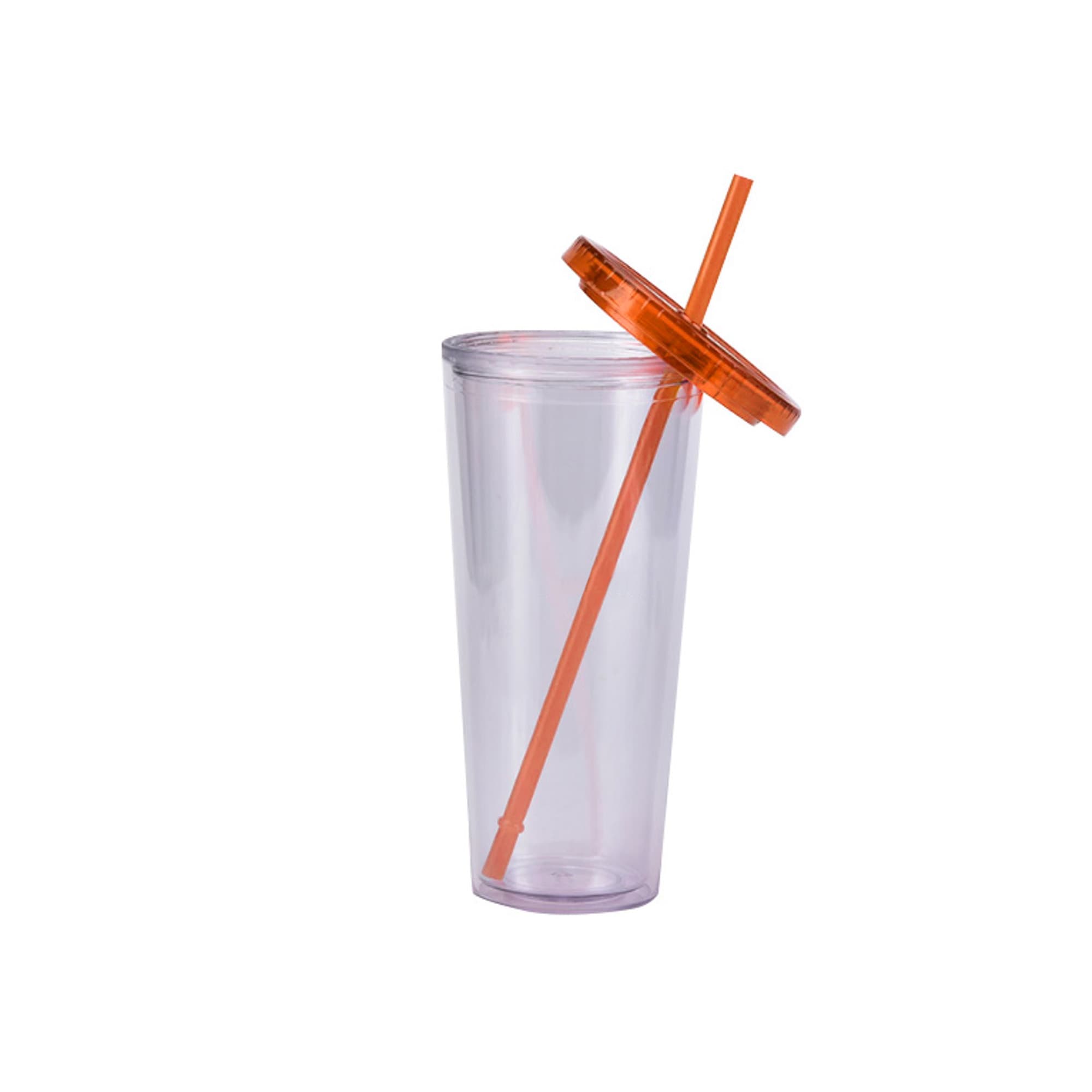 24oz Plastic Cups with Lids & Straws