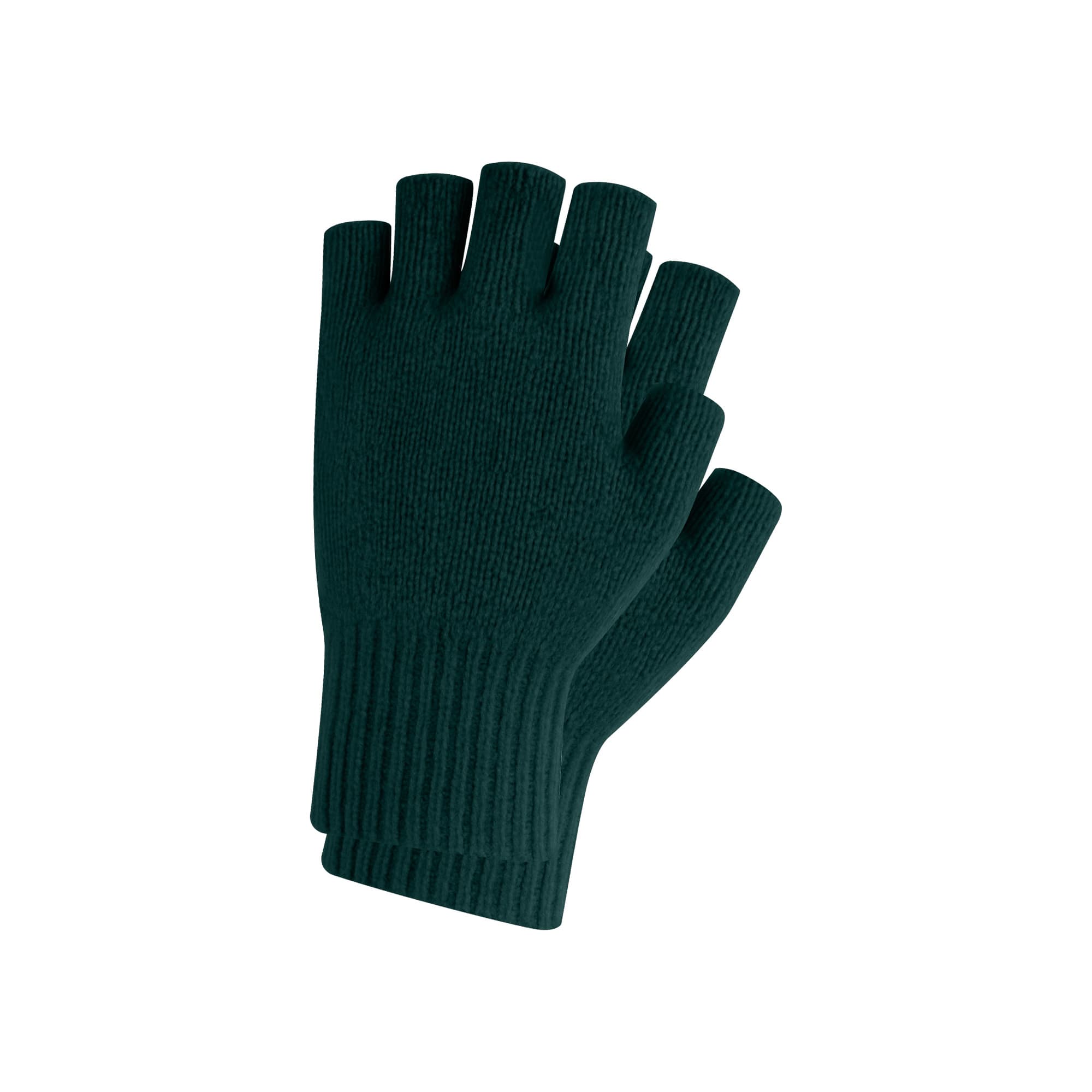 Adults Plain Knitted Fingerless Gloves with Woven Label