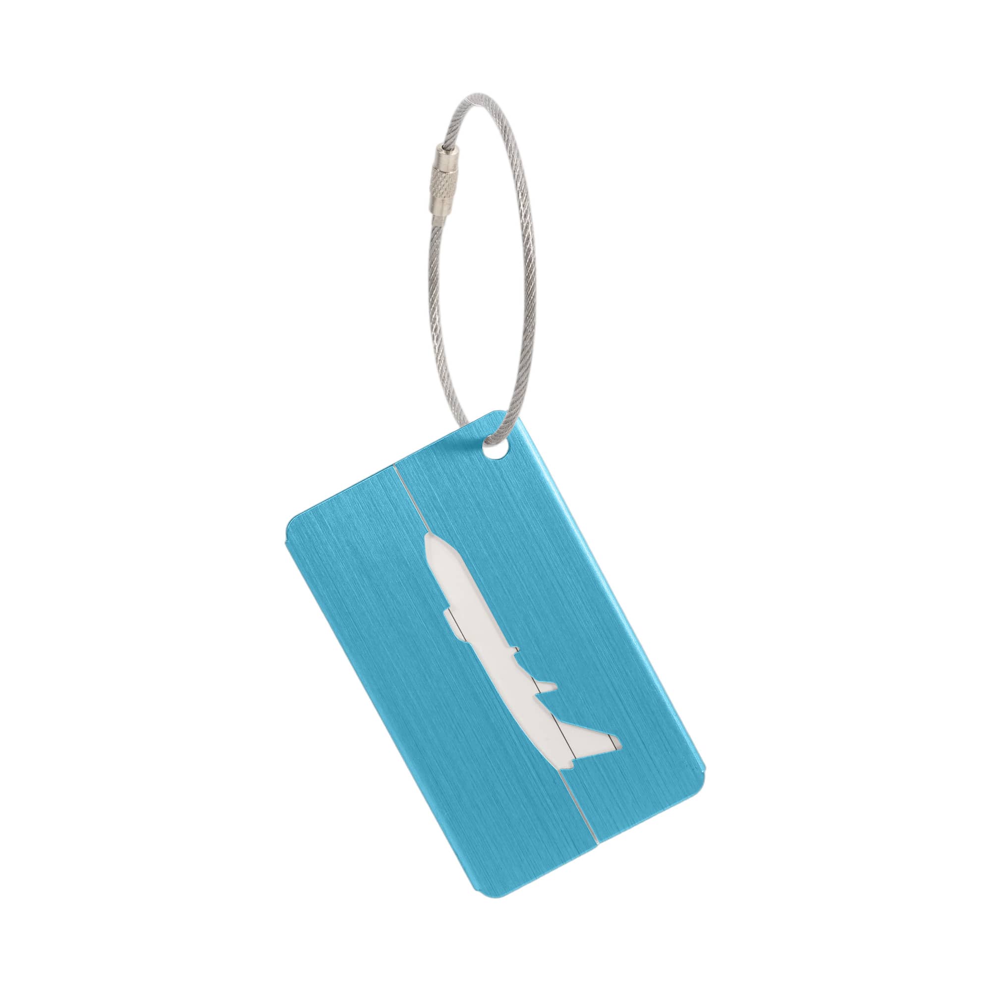 Plane Square Brushed Aluminium Luggage Tag