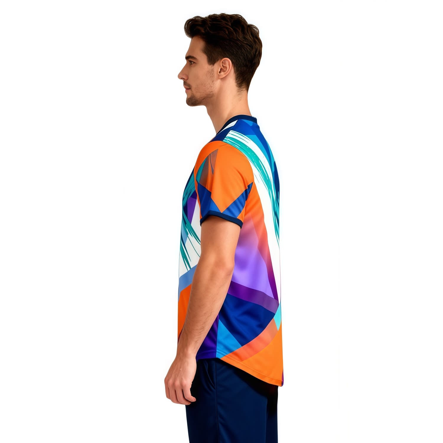 Asymmetrical Hem Crew Neck Sublimated Sport Jersey