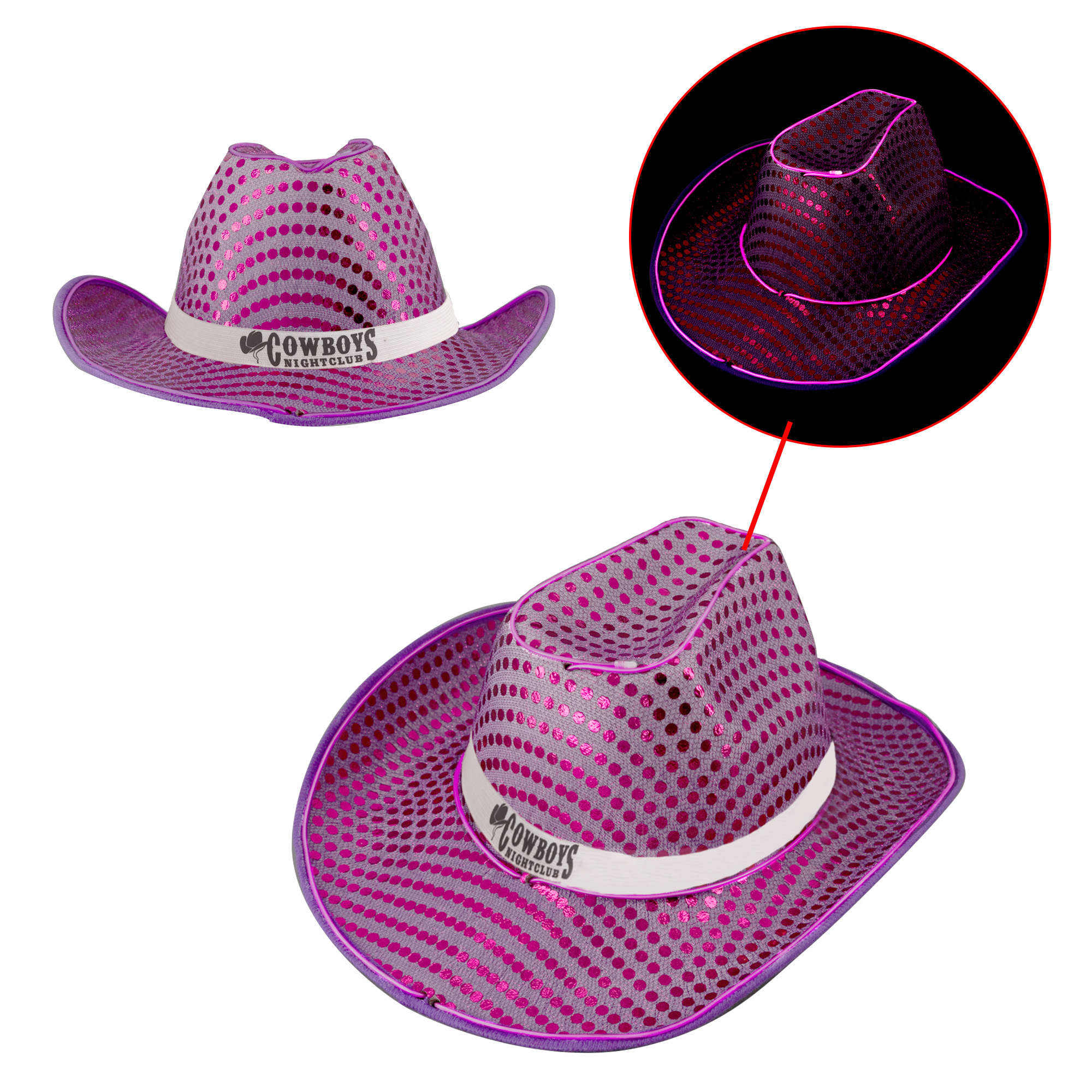 Light Up Sequin Cowboy Hats