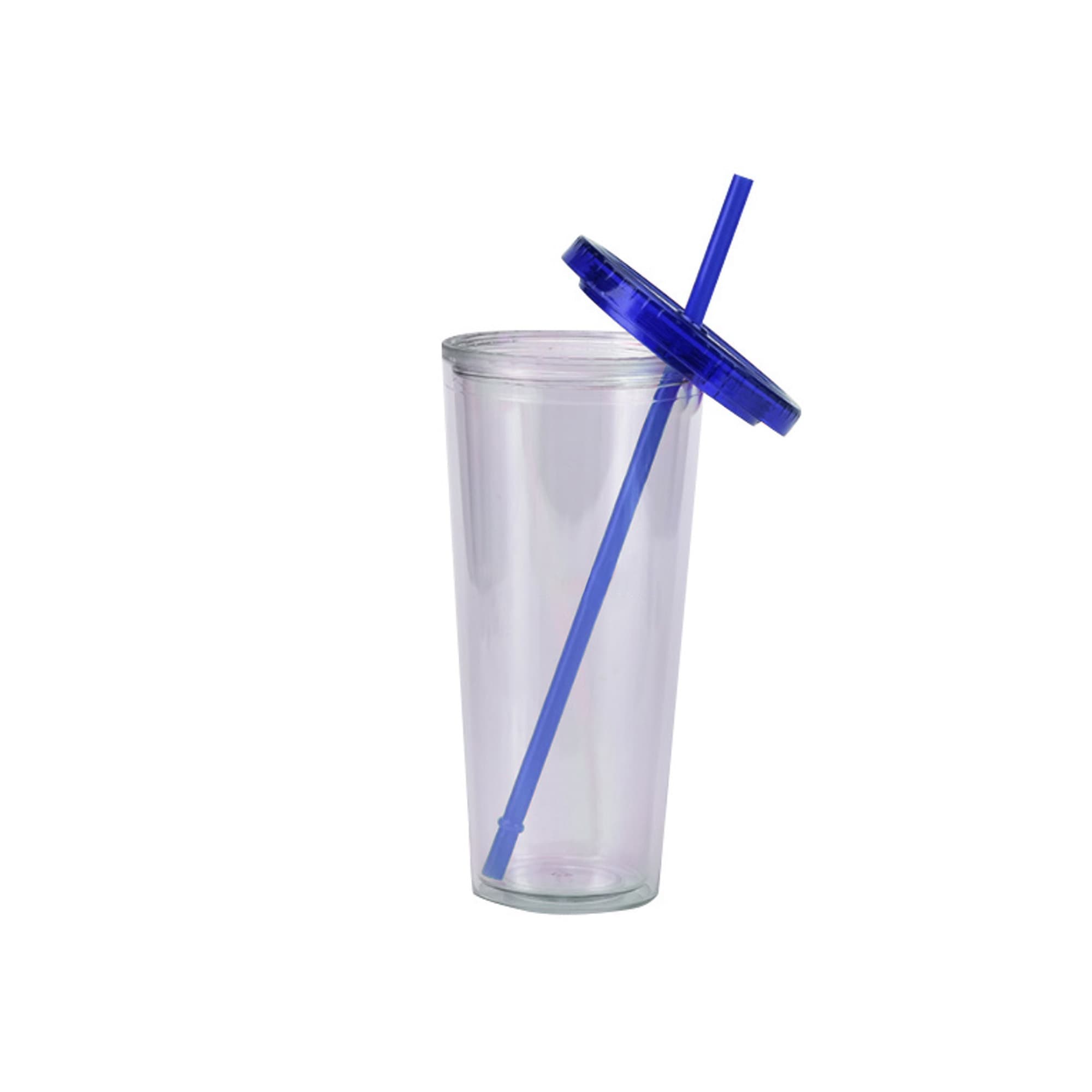 24oz Plastic Cups with Lids & Straws
