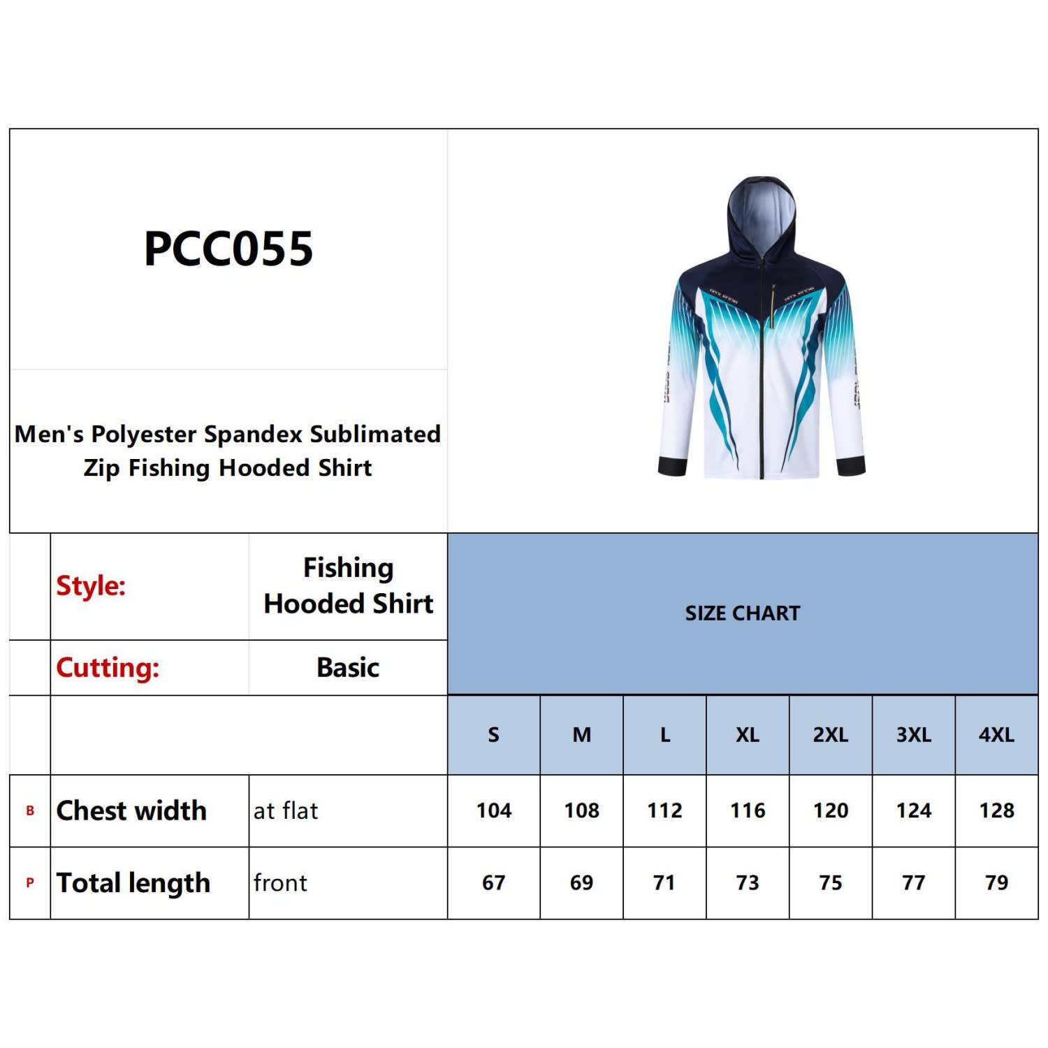 Men's 100% Polyester Sublimated Fishing Hooded Jacket