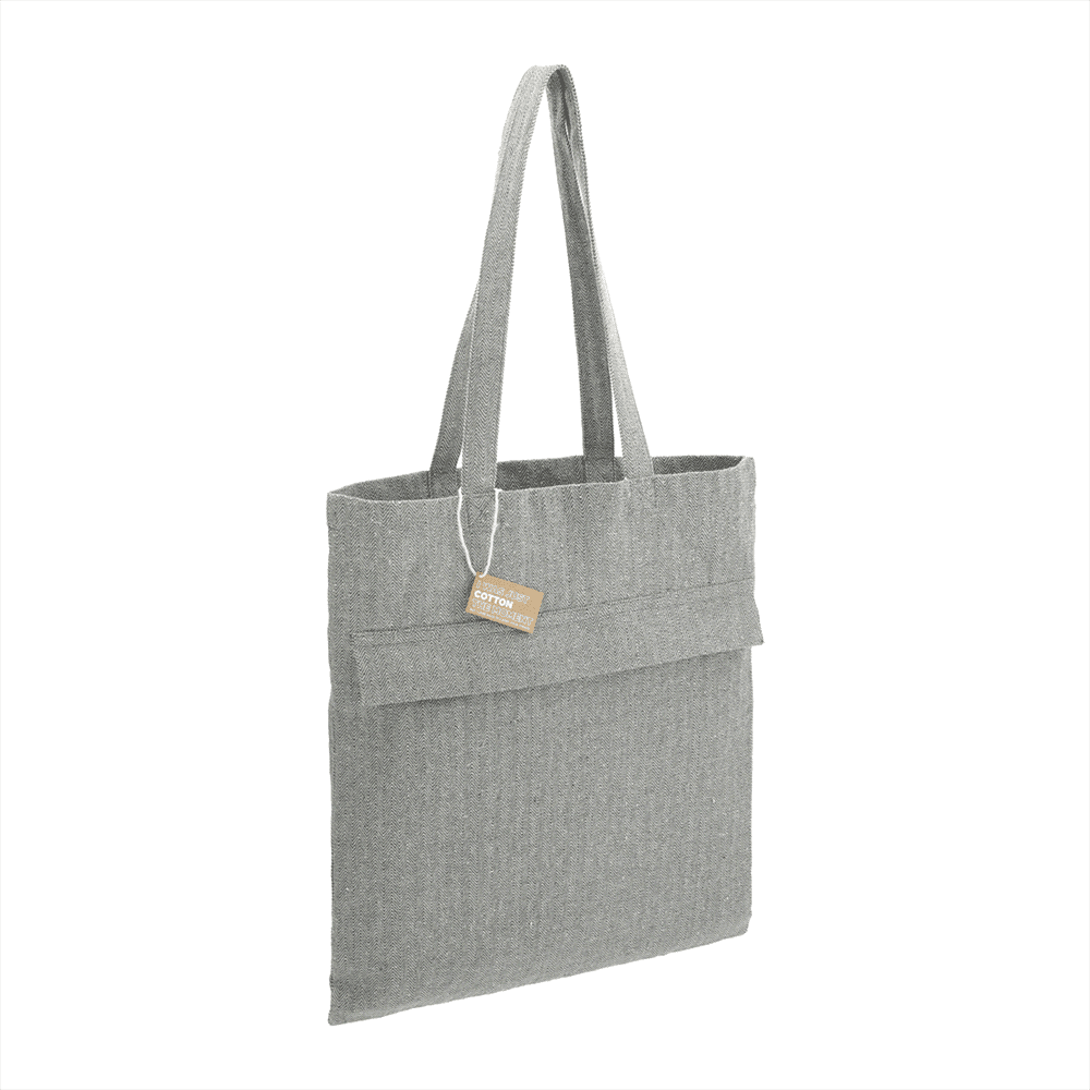 Recycled Cotton Herringbone Tote w/Zip Pocket