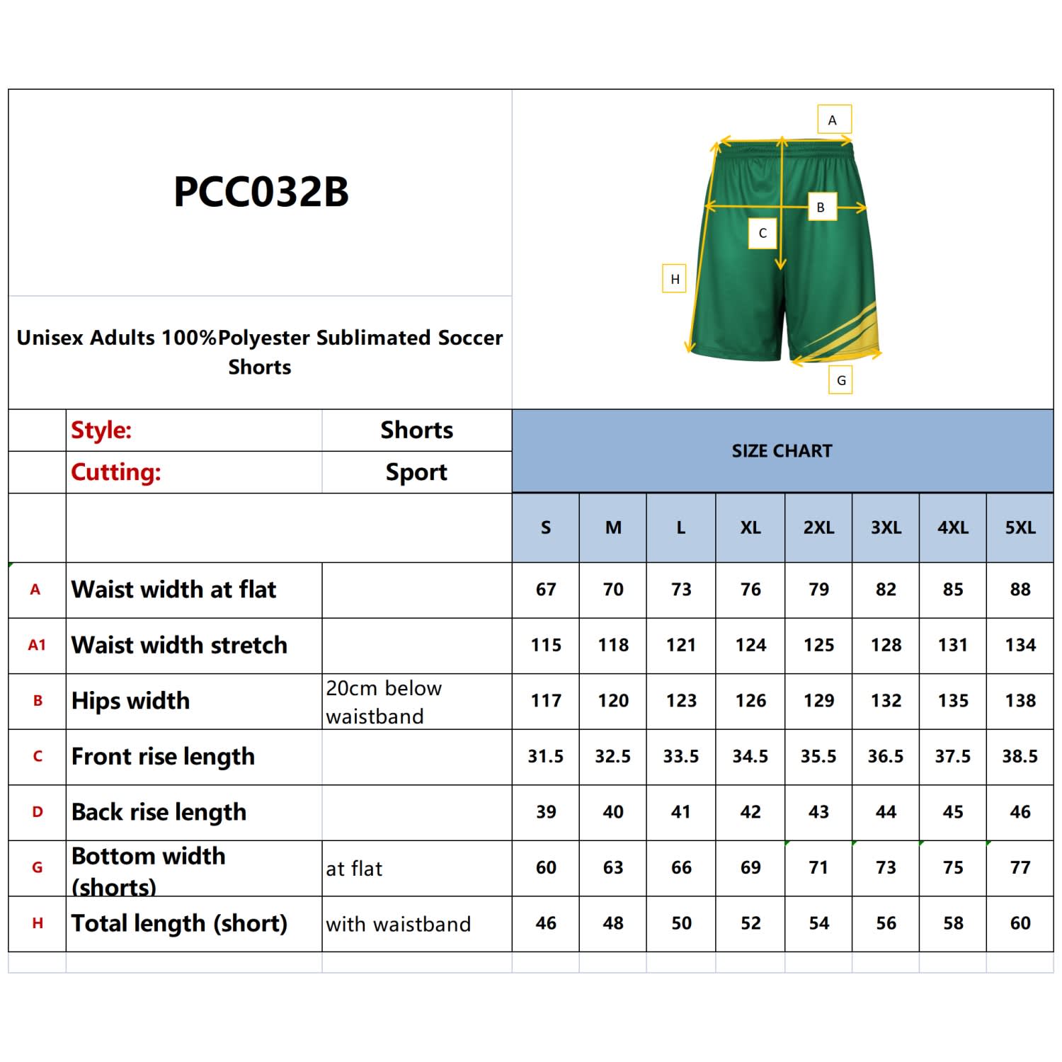 Unisex Adults 100% Polyester Sublimated Soccer Shorts