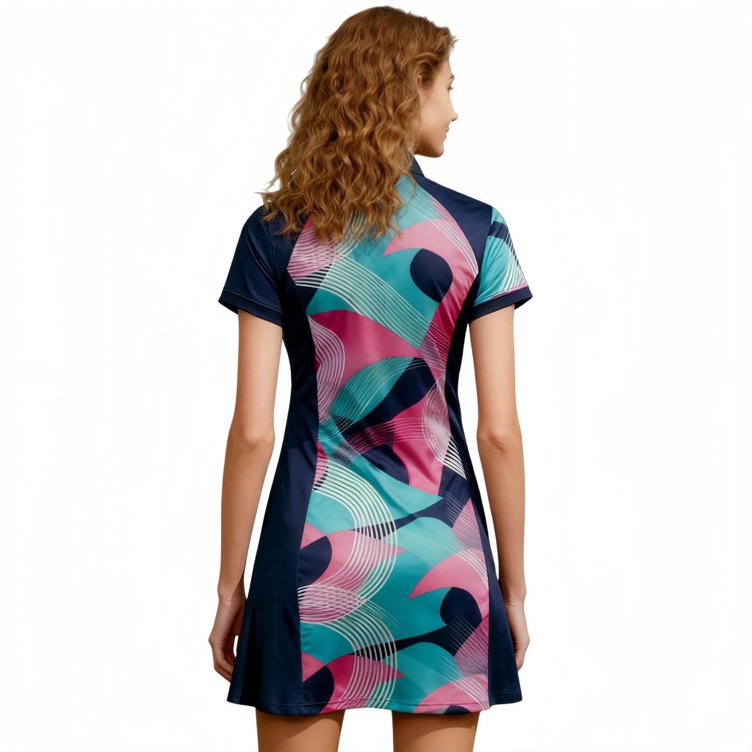 100% Polyester Micro Mesh Short Sleeves POLO A-Line Sport Dress