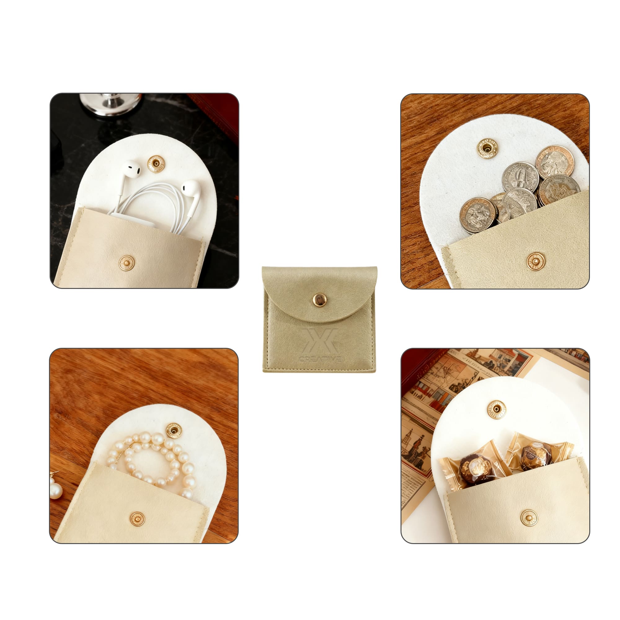 Square PU Leather Jewellery Pouch