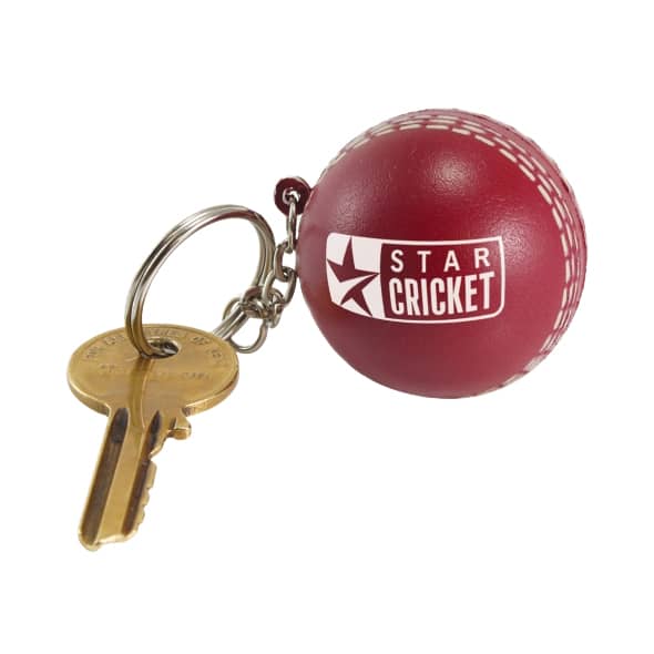 Keyring with Cricket Ball Stress Reliever