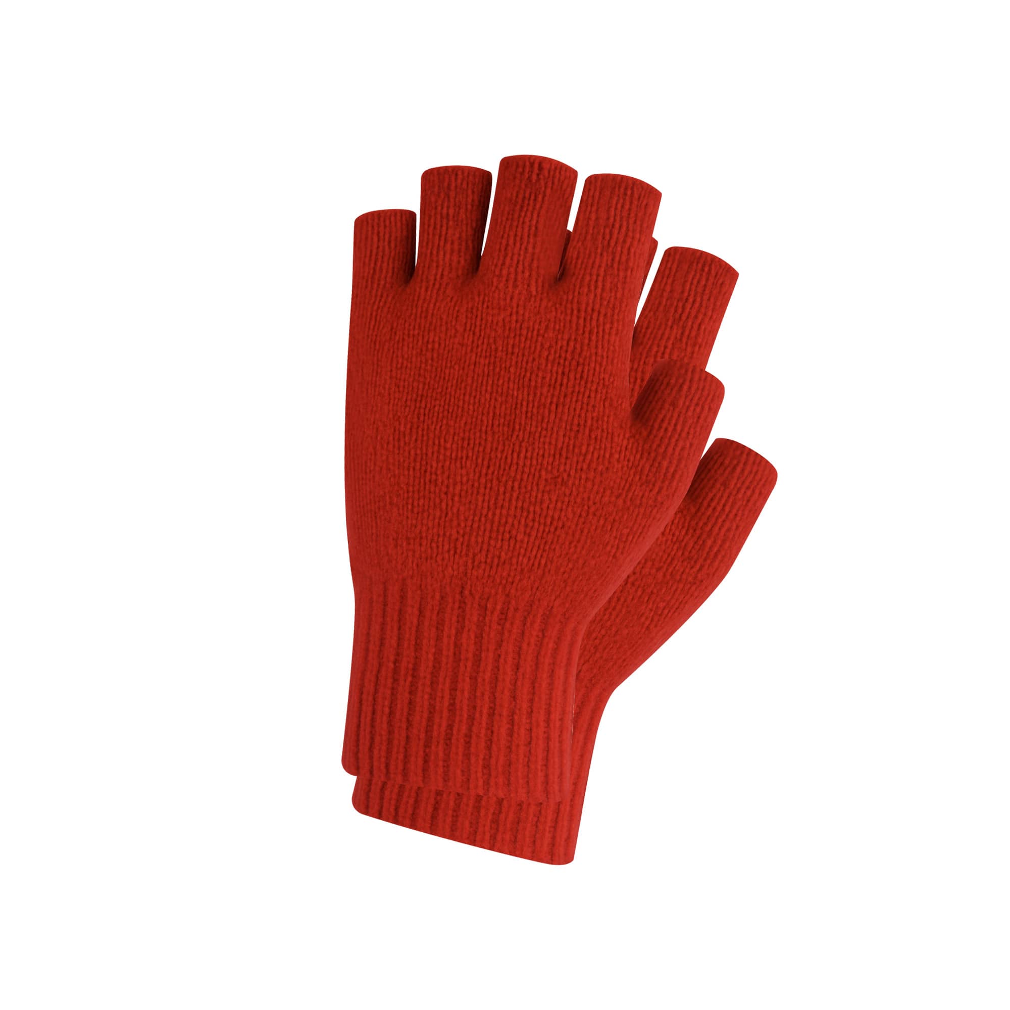 Adults Plain Knitted Fingerless Gloves with Woven Label