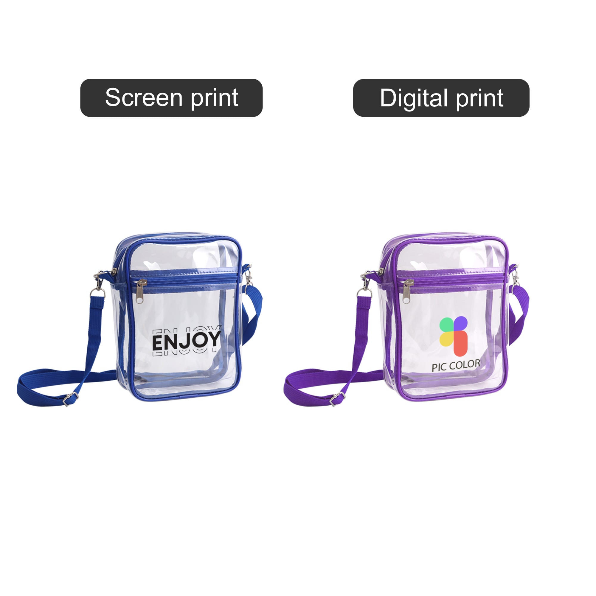 Clear Tote Bag with Zipper Closure Crossbody
