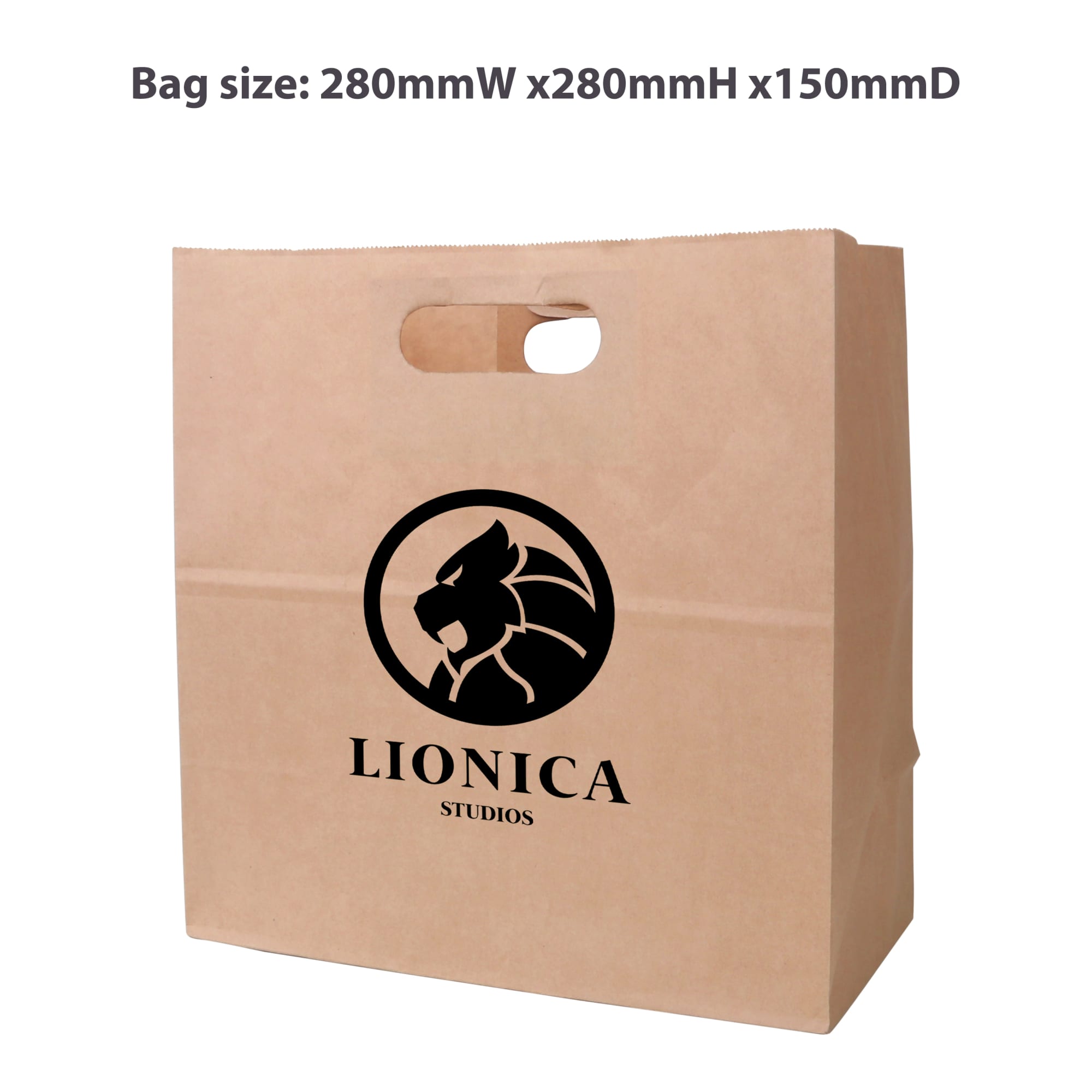 Die Cut Brown Kraft Paper Bag (280 x 280 x 150mm)