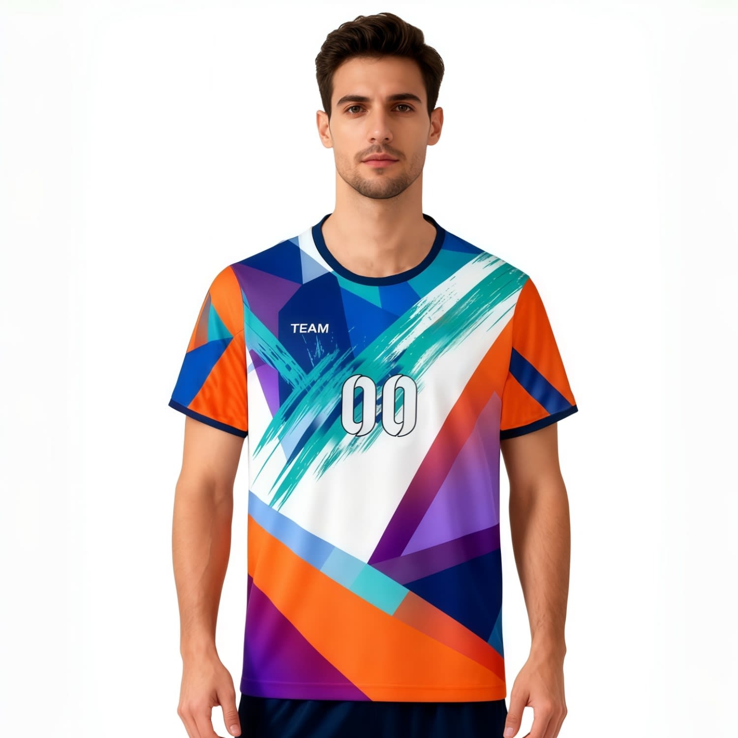 Asymmetrical Hem Crew Neck Sublimated Sport Jersey
