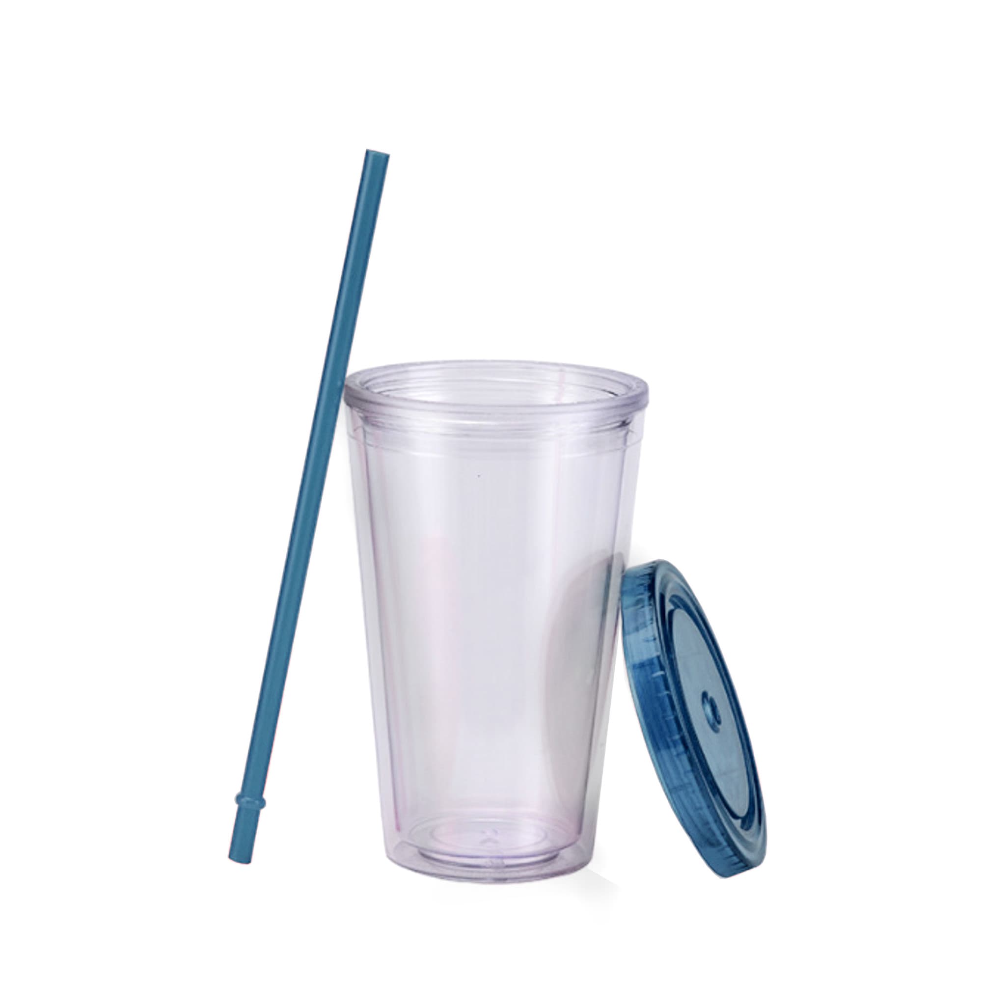 16oz Plastic Cups with Lids & Straws