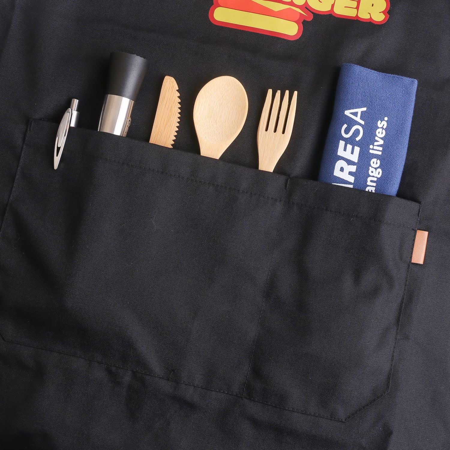 Poly-Cotton Canvas Full Bib Apron With Colour Neck Strap
