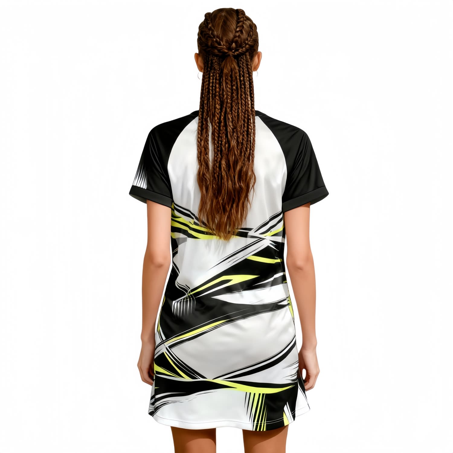 100% Polyester Micro Mesh Short Sleeves Crew Neck A-Line Sport Dress