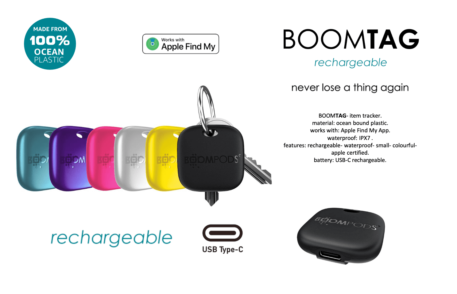 boomtag rechargeable tracker 'Apple & Android'