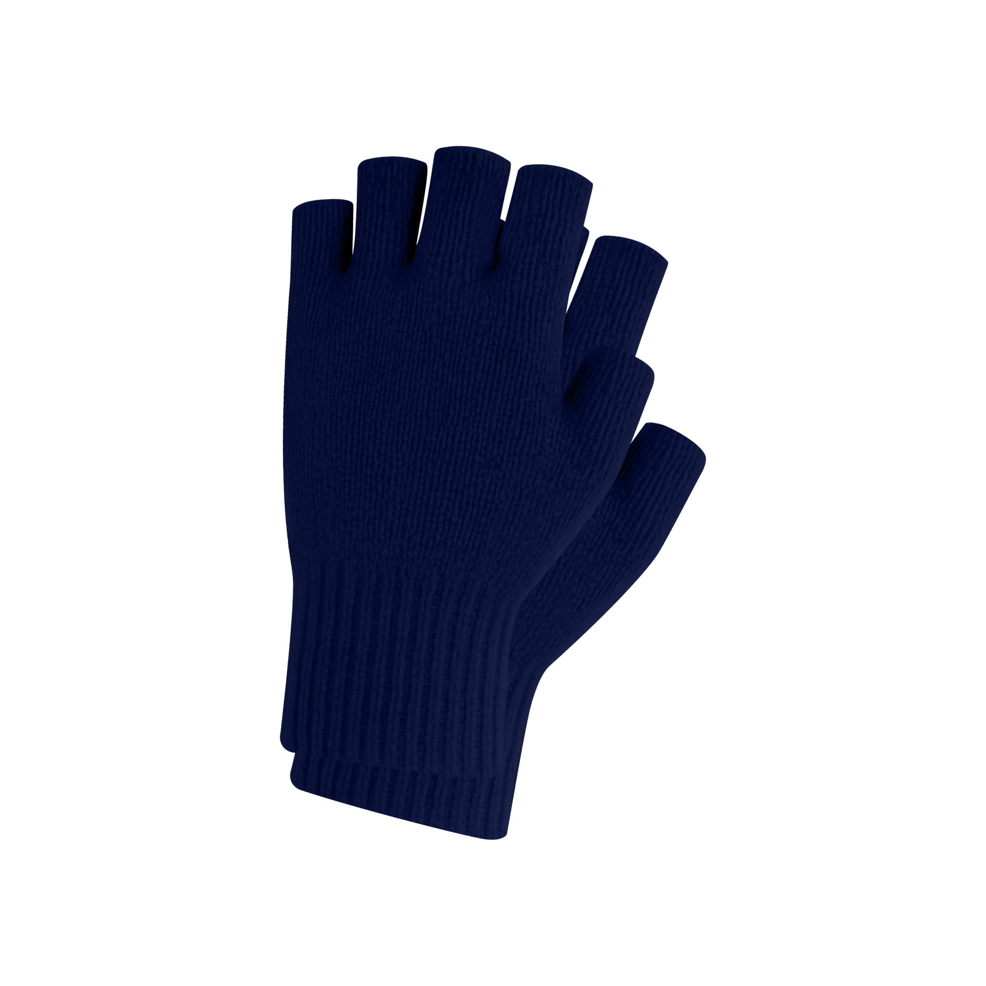 Adults Plain Knitted Fingerless Gloves with Woven Label