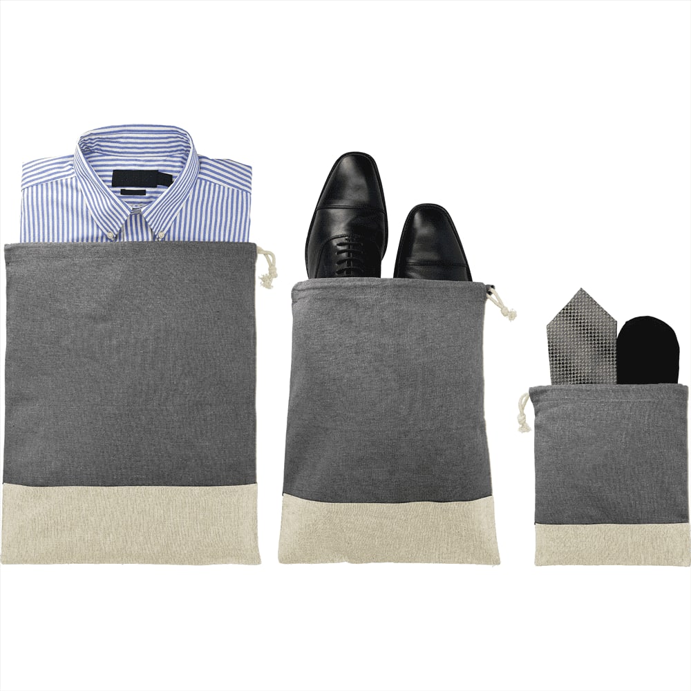 Split Recycled 3pc Travel Pouch Set