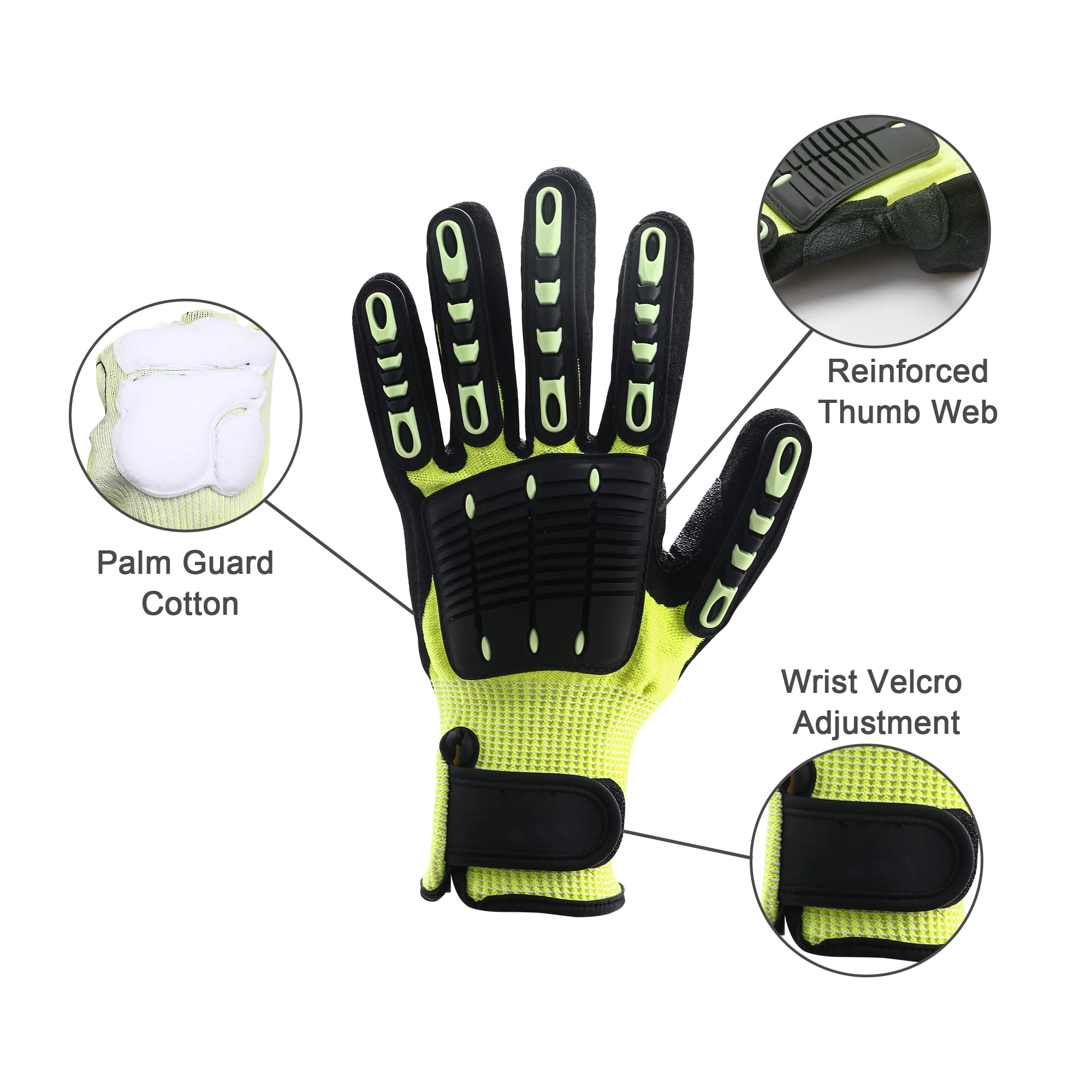 Heavy Duty Safety Work Gloves With Wrist Lock & Palm Guard