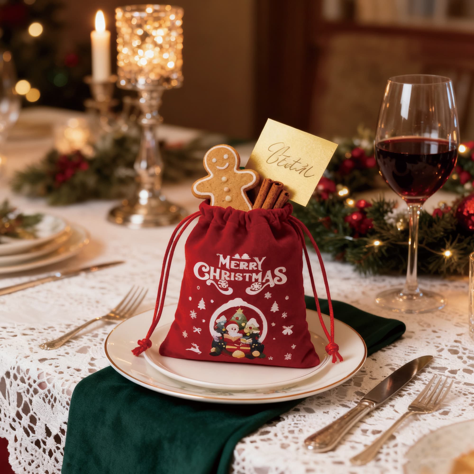 Christmas Drawstring Gift Bags