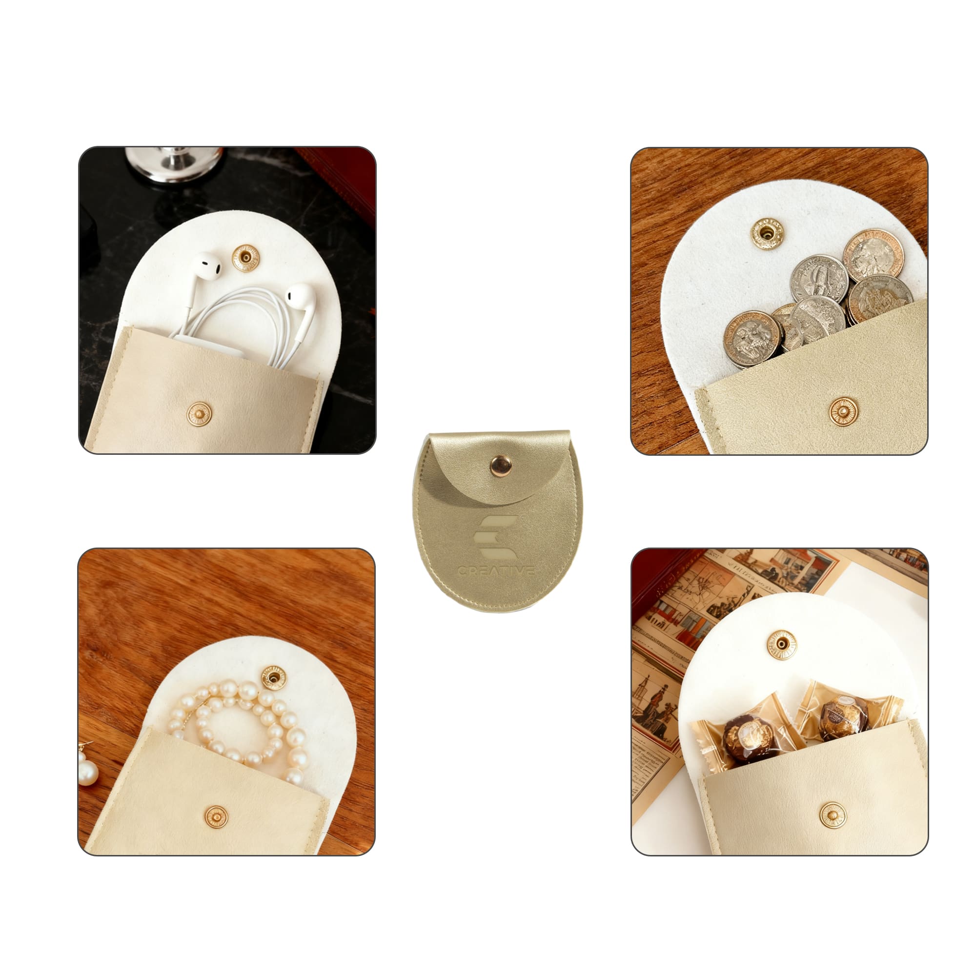 Oval PU Leather Jewellery Pouch