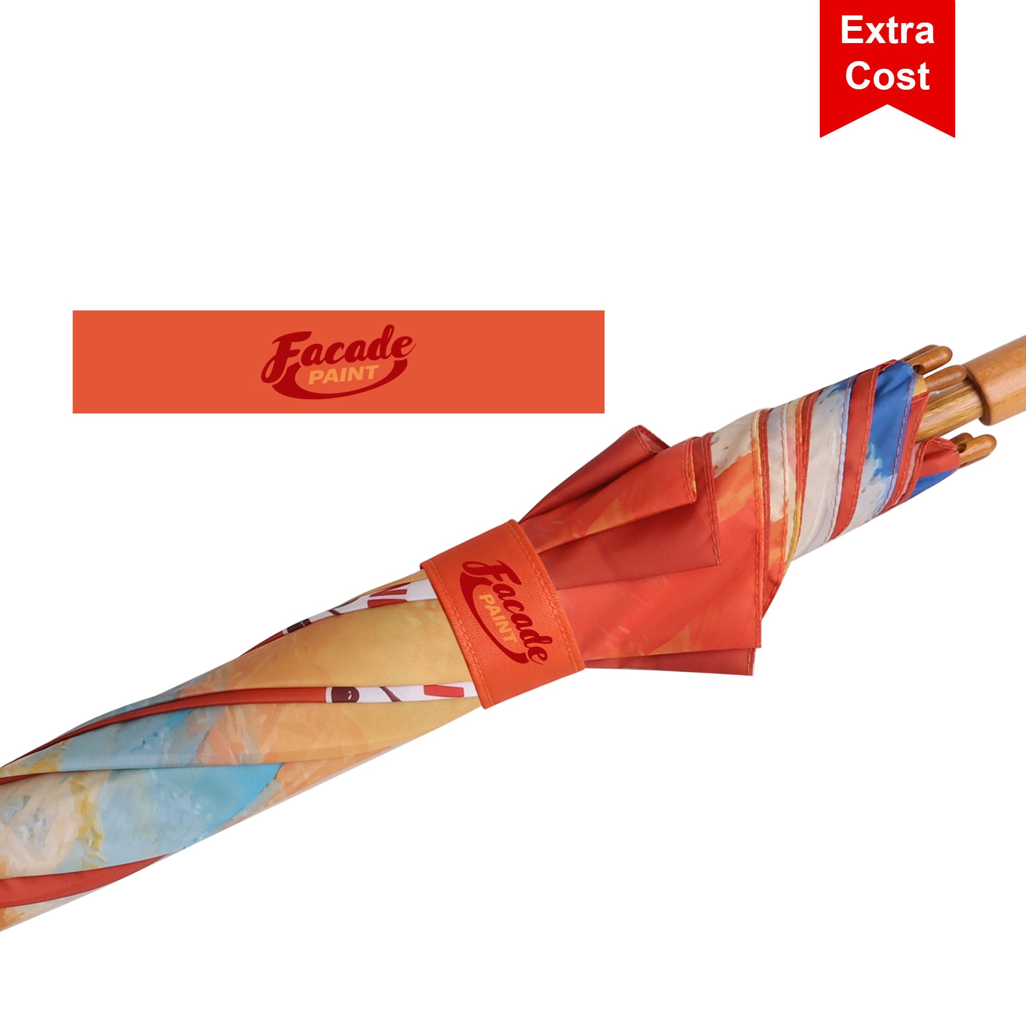 RPET Wooden Umbrella with Curved Handle