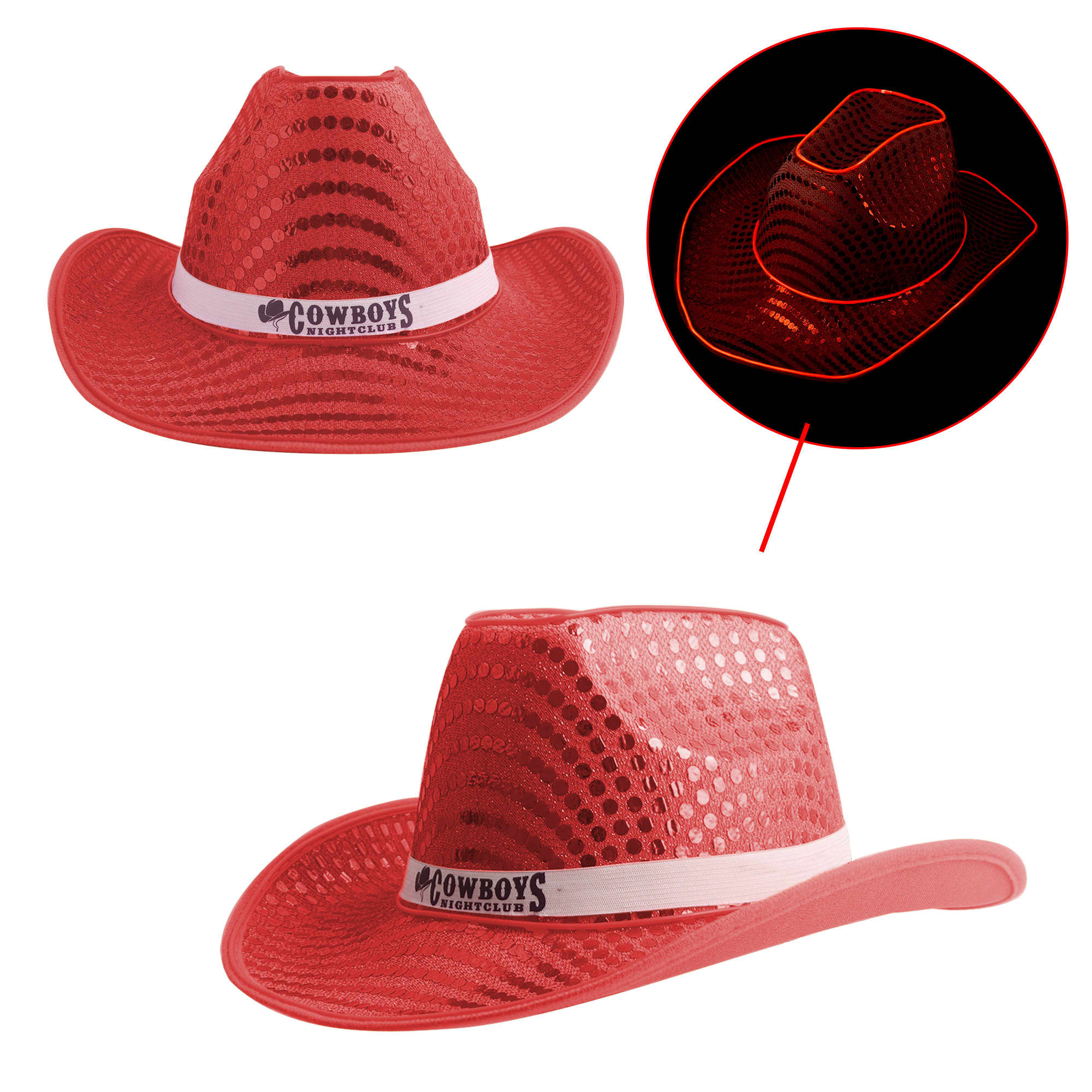 Light Up Sequin Cowboy Hats